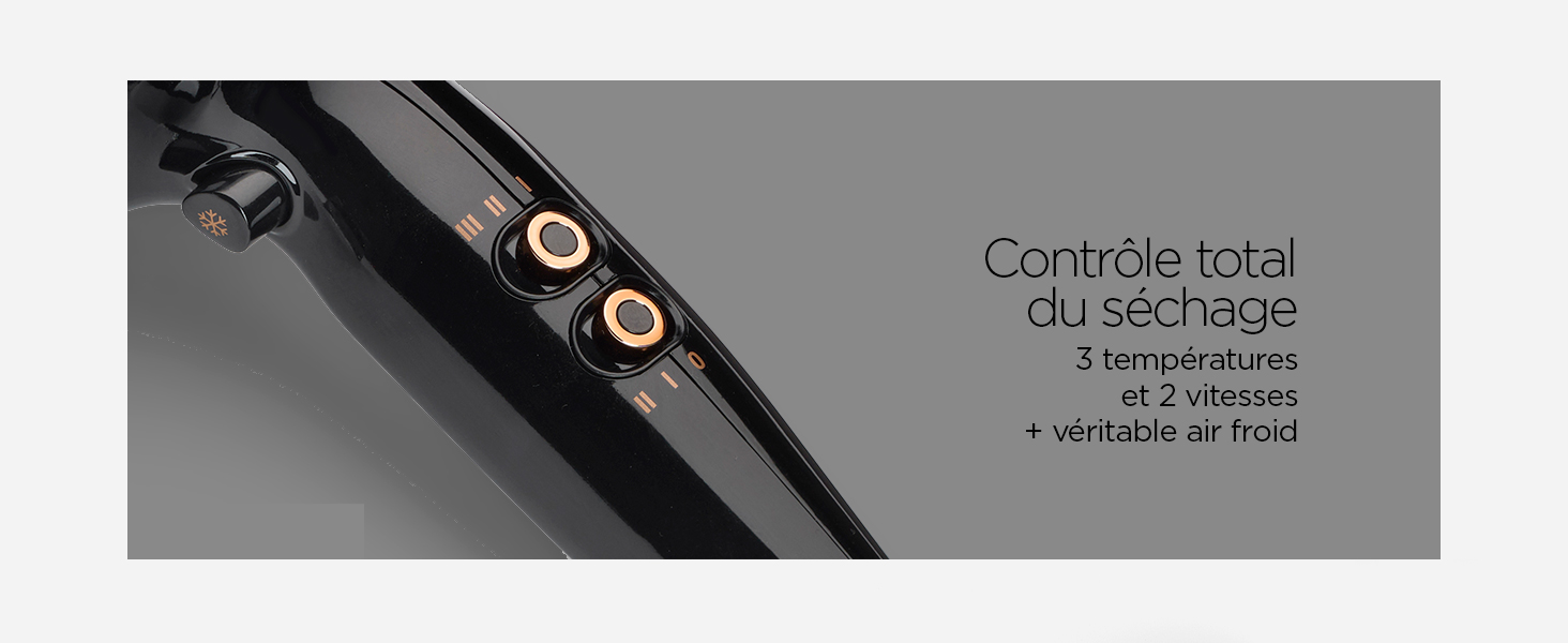 BaByliss, sèche-cheveux Power Pro 2300, D5245E, séchage rapide, fonction ionique anti-fizz, séche