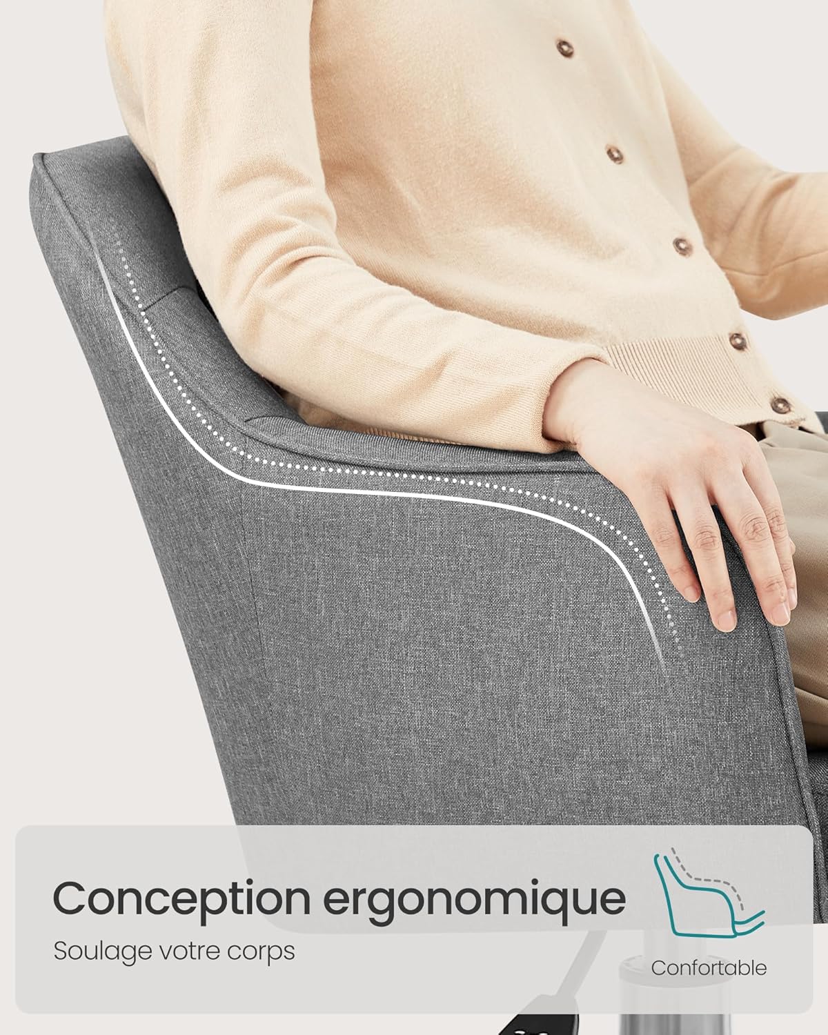 SONGMICS - fauteuil ergonomique - acier, hauteur réglable, 110kg - OBG019G01