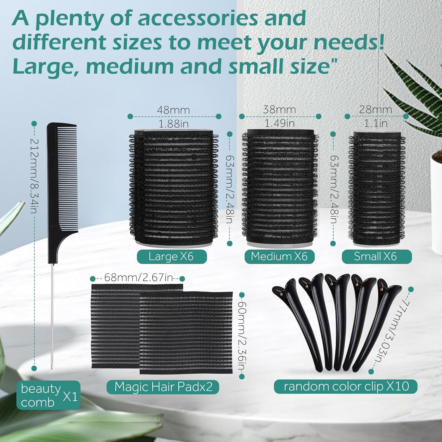 GeeRic - bigoudis auto-agrippants 33pcs - sans chaleur, avec pinces et peigne