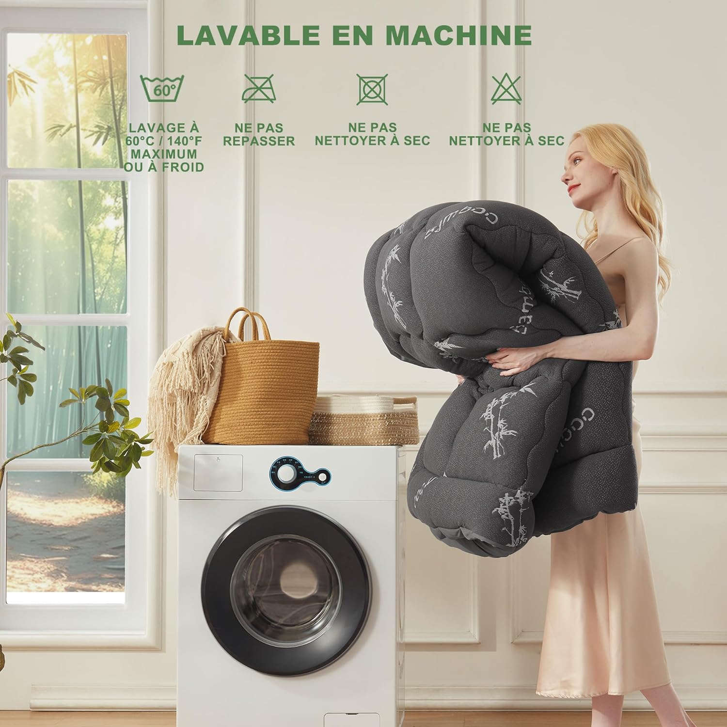 BEDLORE - Surmatelas 180x200 cm - Bambou, Oeko-Tex, bonnet 40 cm