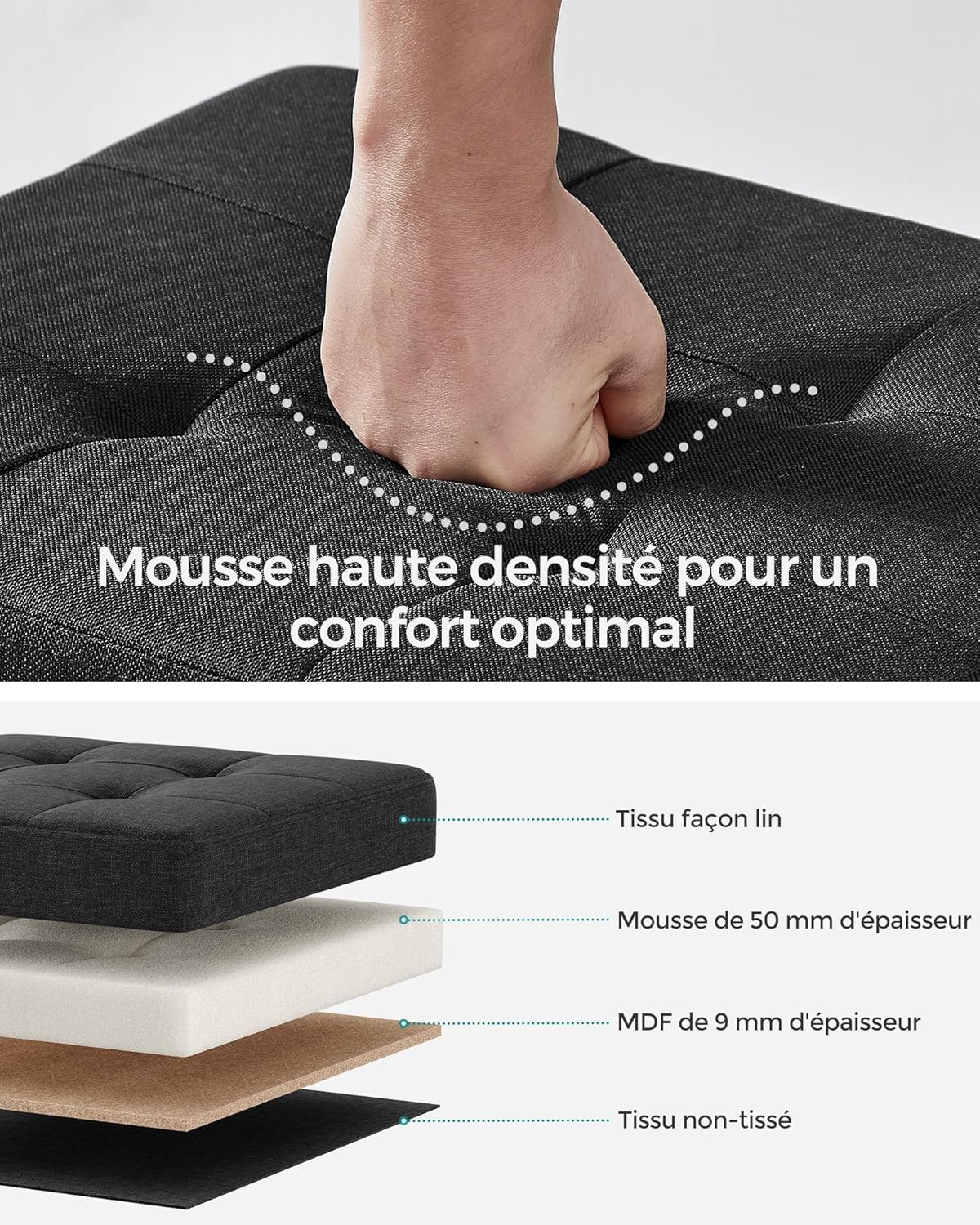 SONGMICS - Tabouret pliable, série LSF016B11 - 38x76x40cm - rangement 300kg