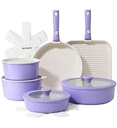 SENSARTE Set de Casseroles et Poêles 17 Pièces - Revêtement Céramique Antiadhésif - Batterie de C...