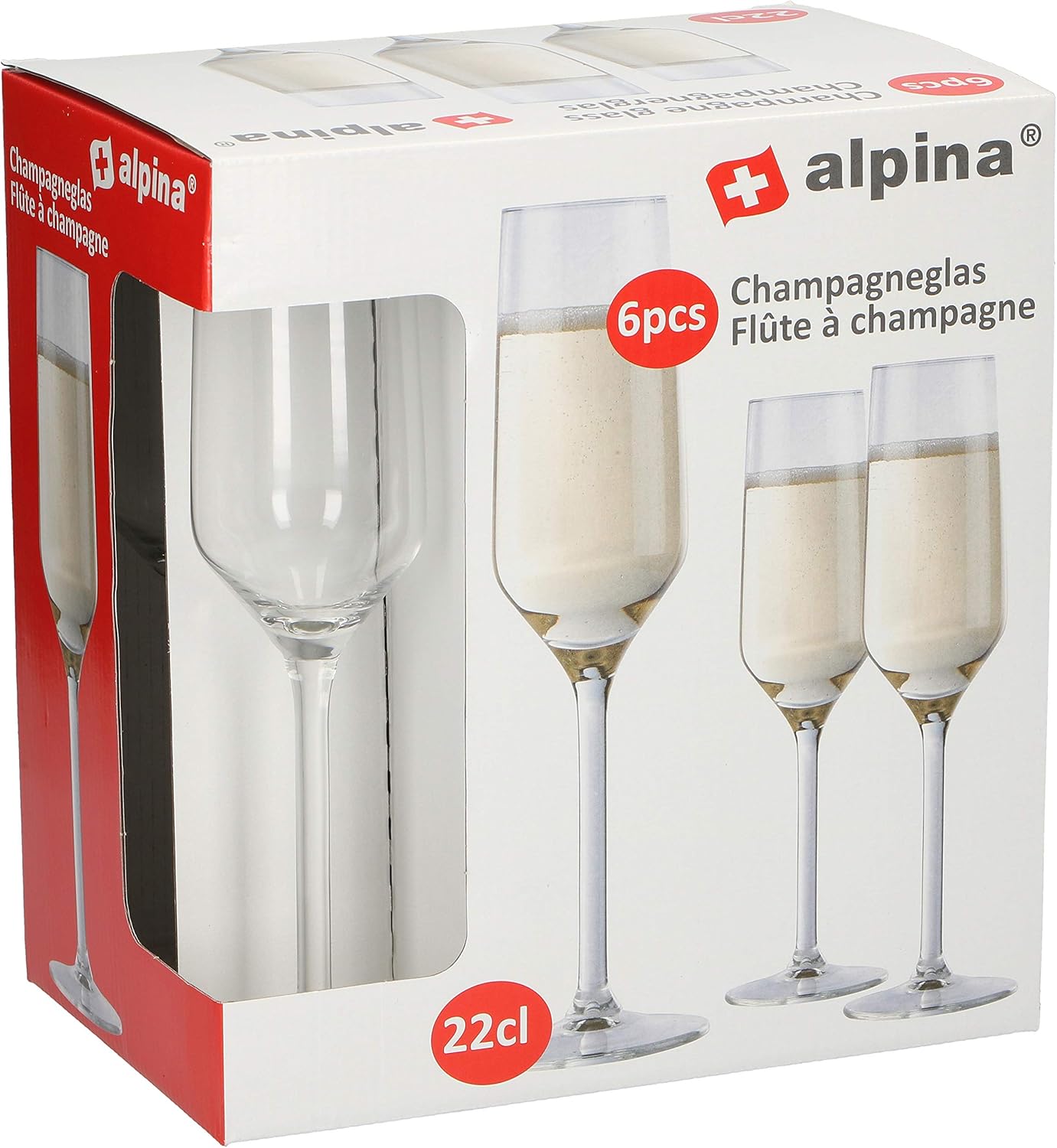 Alpina - Flûtes à champagne - 220ml - lot de 6 verres élégants