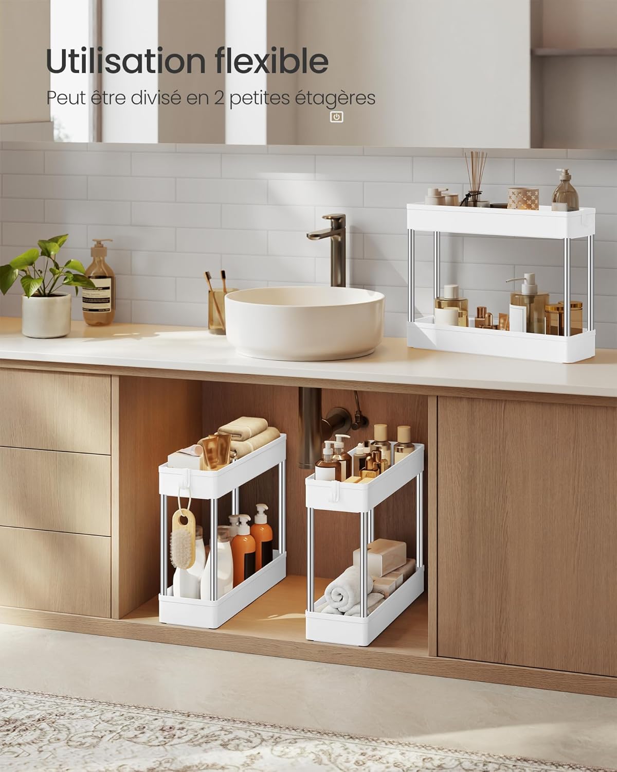 SONGMICS – chariot cuisine 4 niveaux, 14,4x42x86cm, acier, KSC08WT