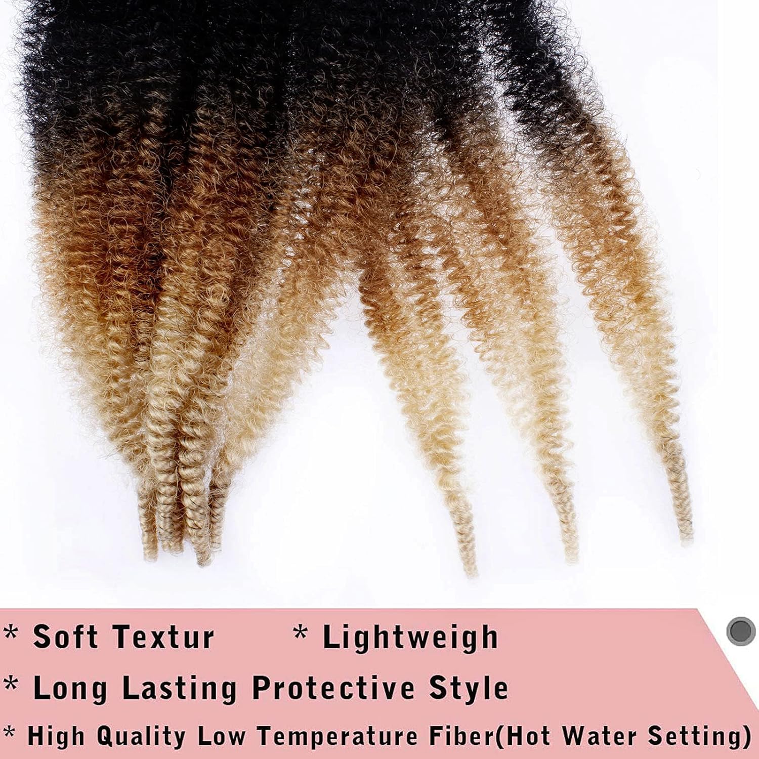 Xtrend - Springy Afro Twist série - 20 pouces - 8 packs synthétiques, 1B27613#
