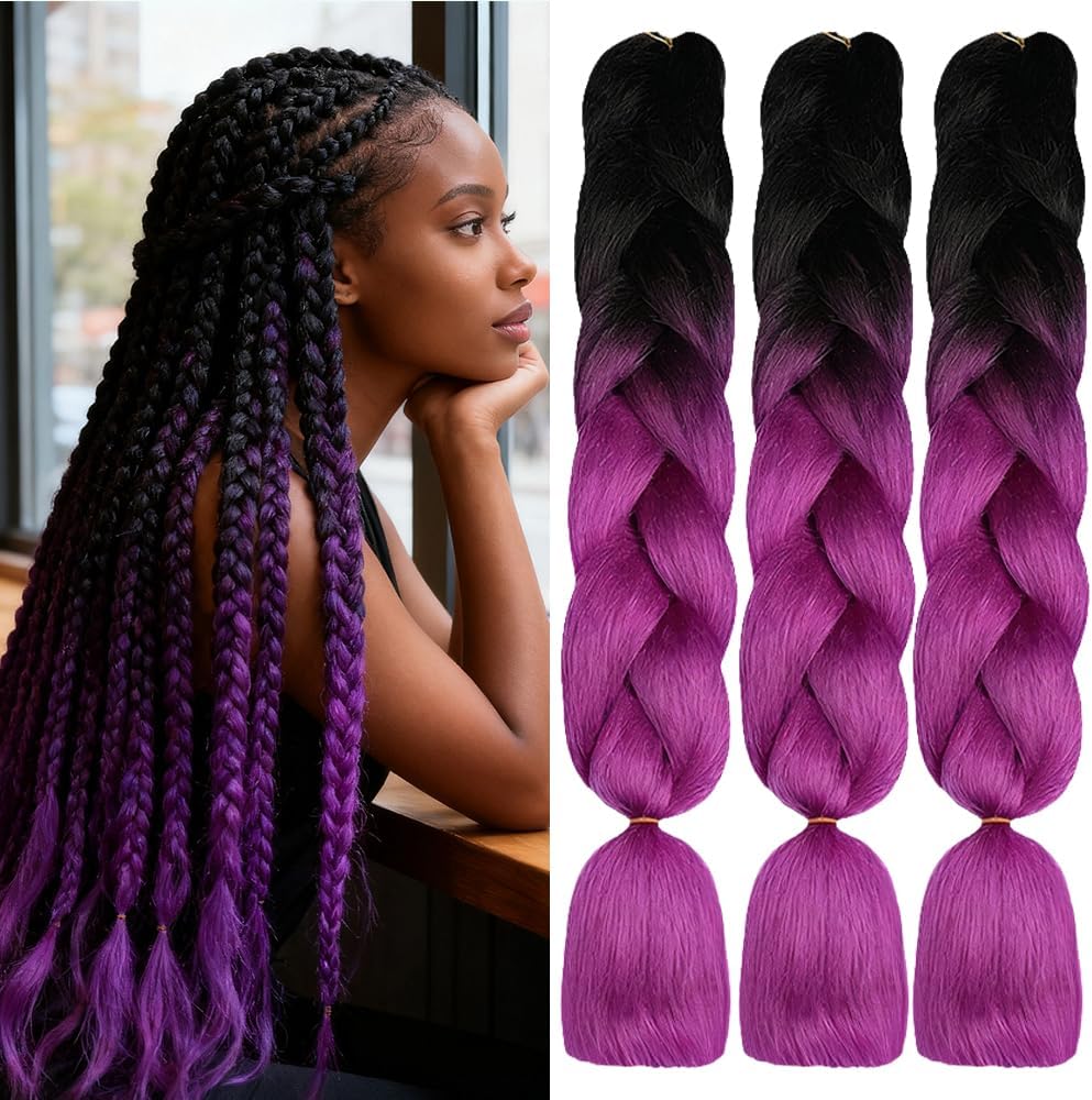 Showjarlly - tressage synthétique 61 cm - lot de 3, 100g/pc