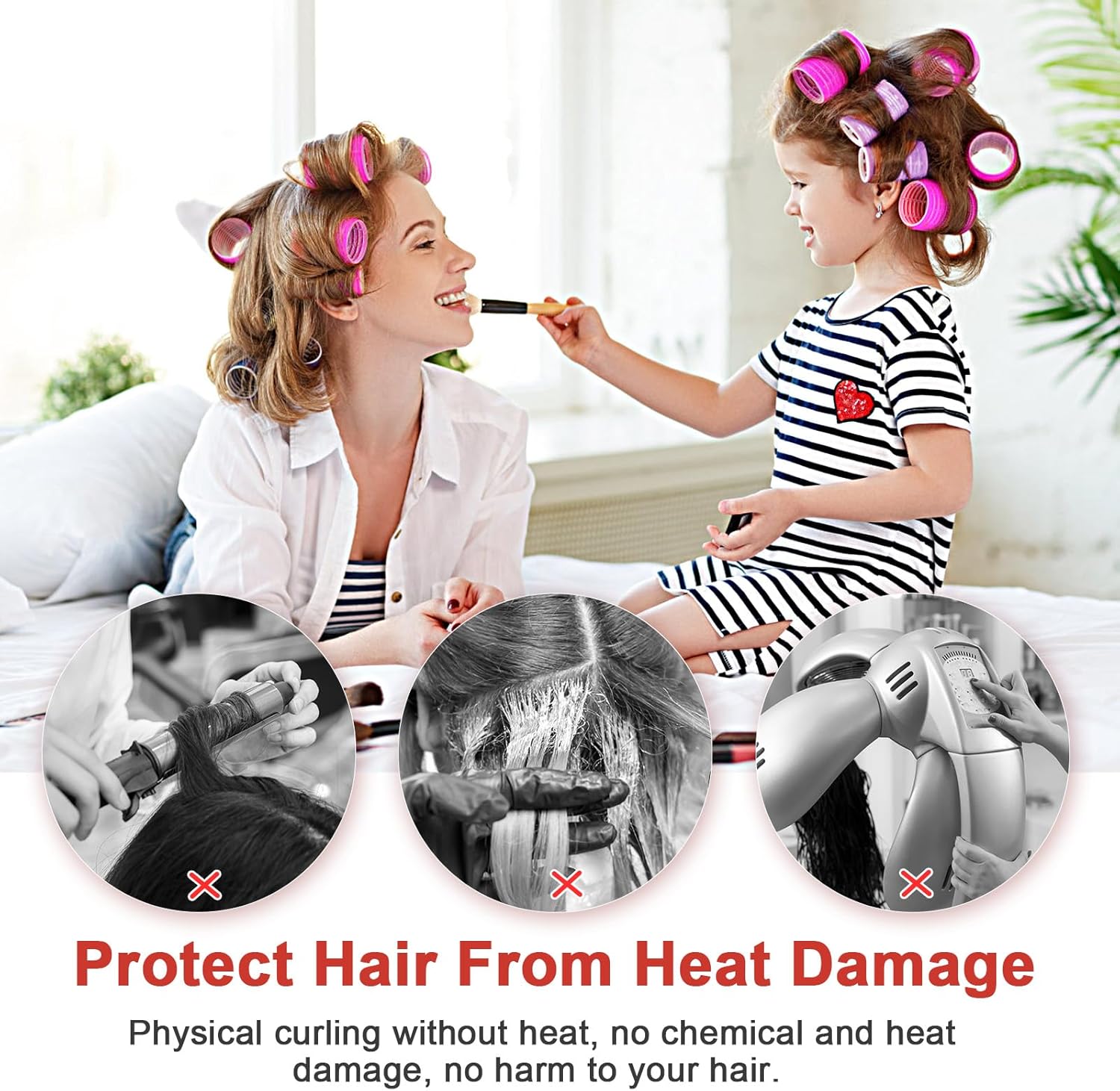 AiQInu - bigoudis magiques série 30 pcs - 18 bigoudis + 12 pinces - idéal cheveux épais et DIY