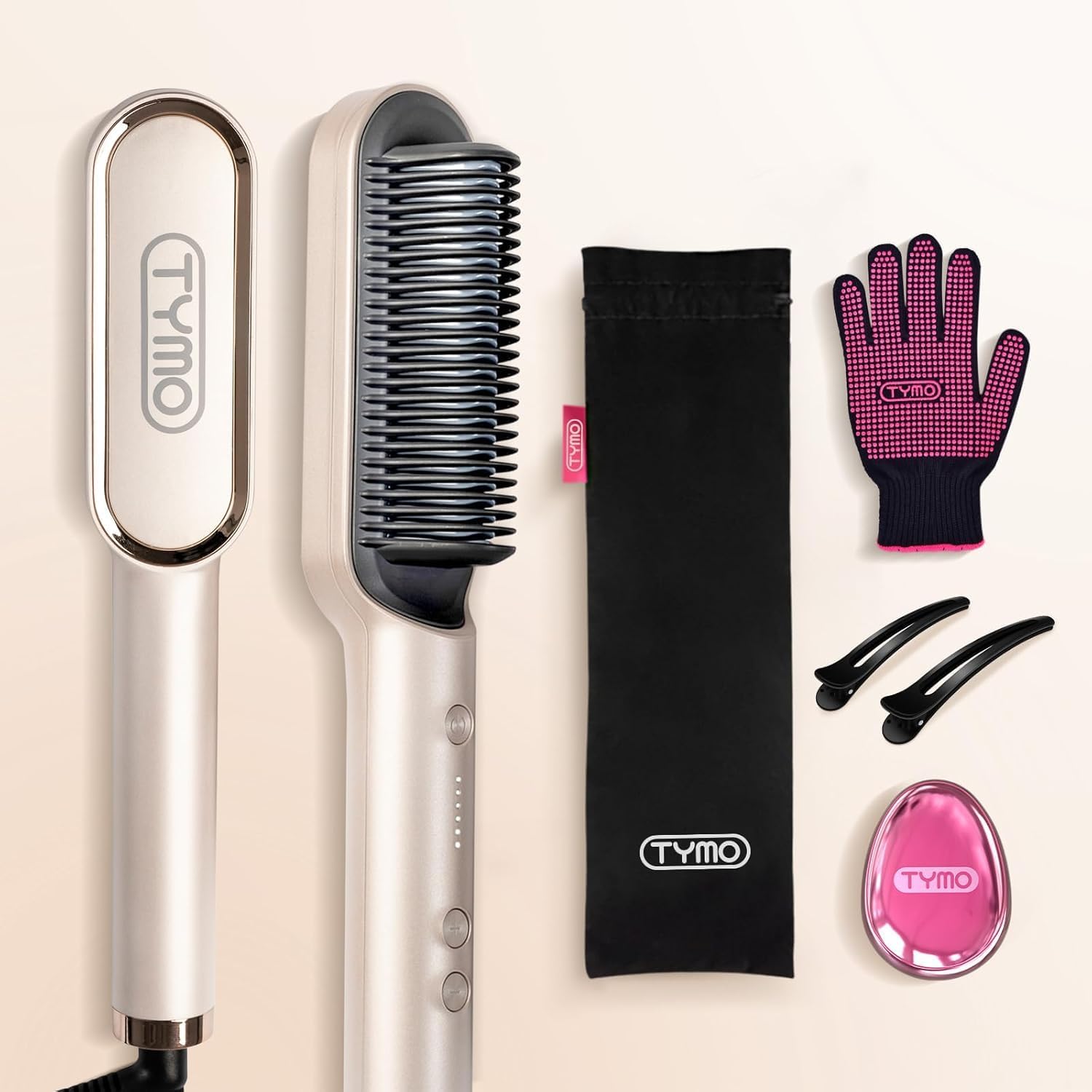 TYMO - Ring - Brosse lissante, 5 températures, anti-brûlure, or