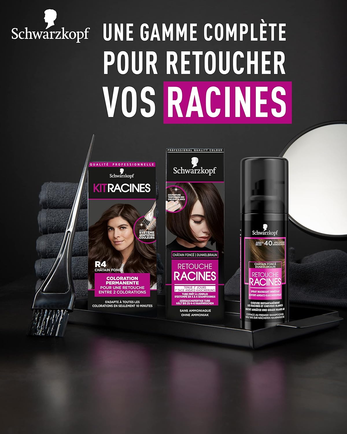 Schwarzkopf - Kit Racines - Coloration permanente cheveux - huile nourrissante, couvre cheveux blancs, retouche, BR1