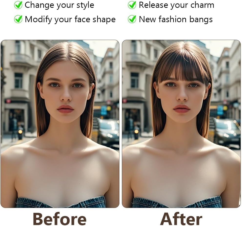 LOPHE - Extension cheveux frange clip - marron clair - pré-coupée, plumes, pour femme