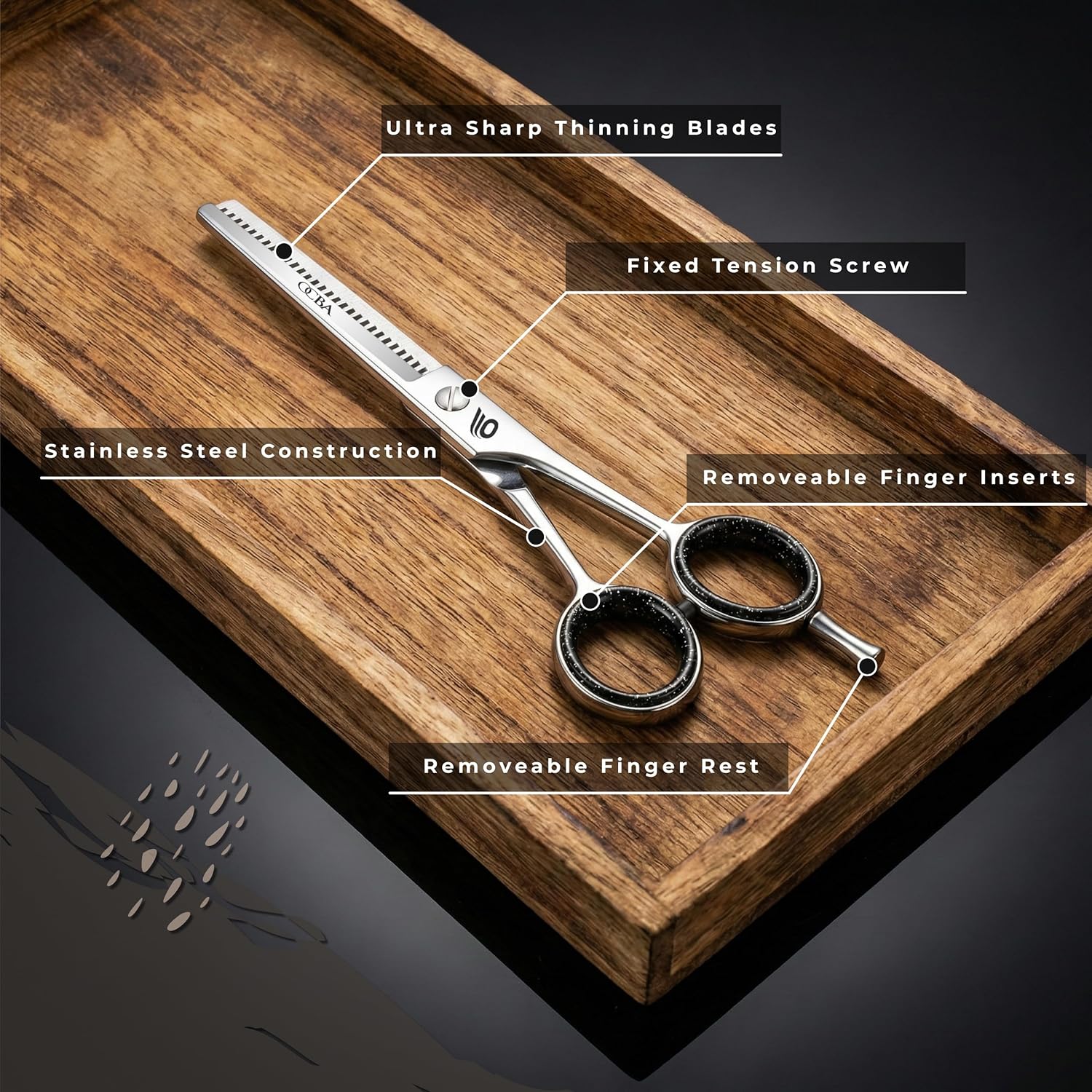 Ciseaux de coiffure professionnels 6'' acier inoxydable coupe effilage