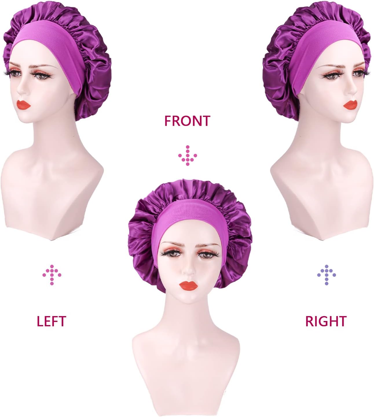 Bonnet satin cheveux nuit femme - lot 2 pièces - ajustable soie, confort nuit