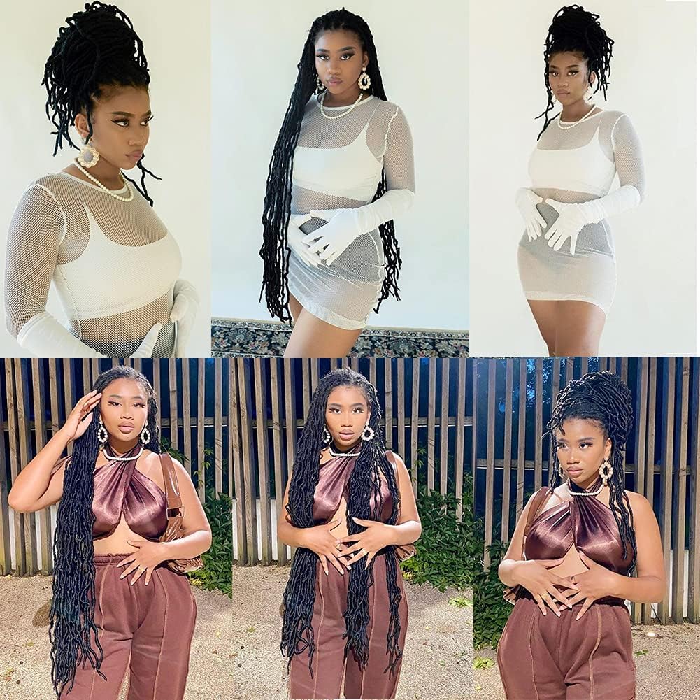 Xtrend - Nu Locs crochet cheveux synthétiques 91 cm, 7x12 mèches, 1B#