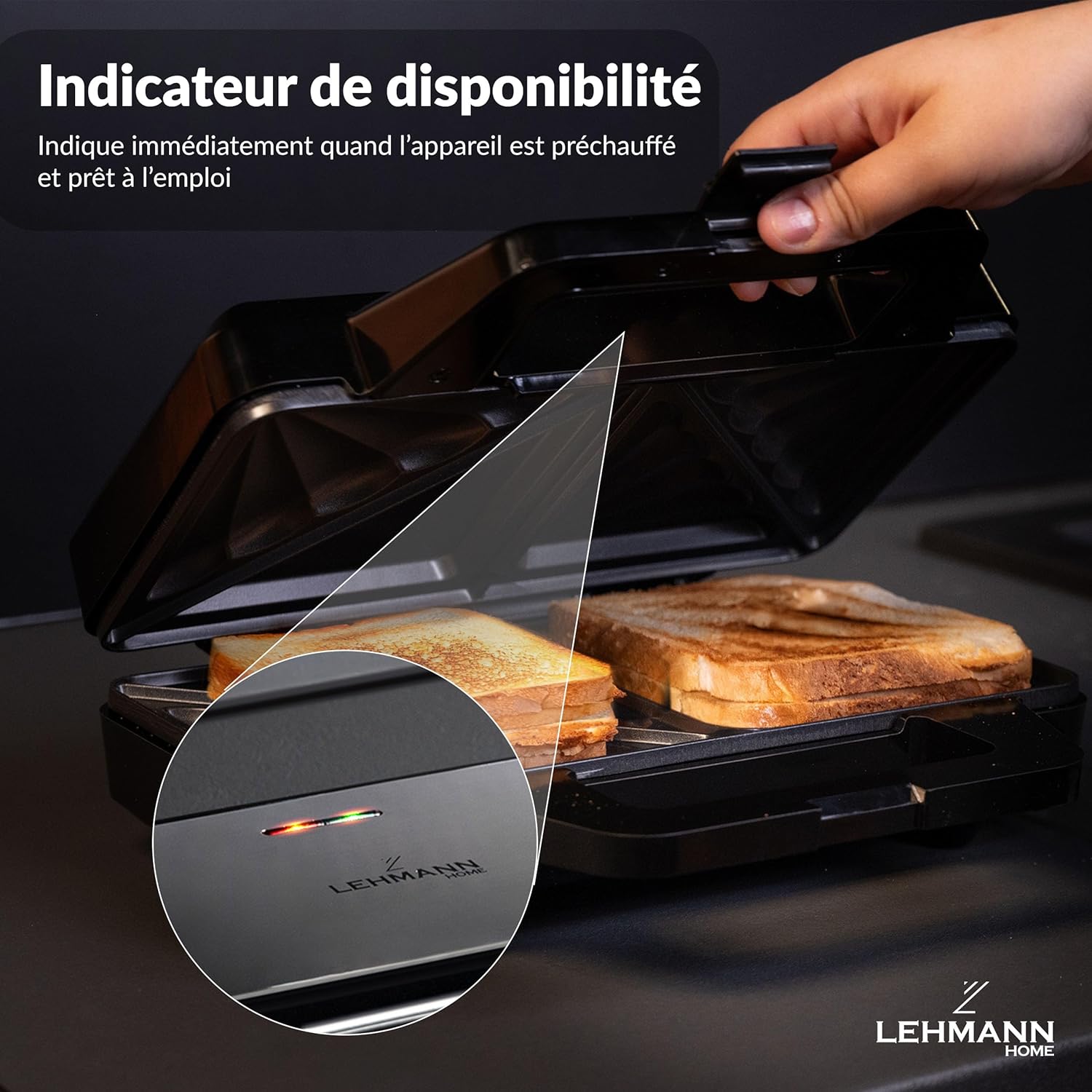 Lehmann - Croque Monsieur XL - plaques larges, antiadhésif, 1000W