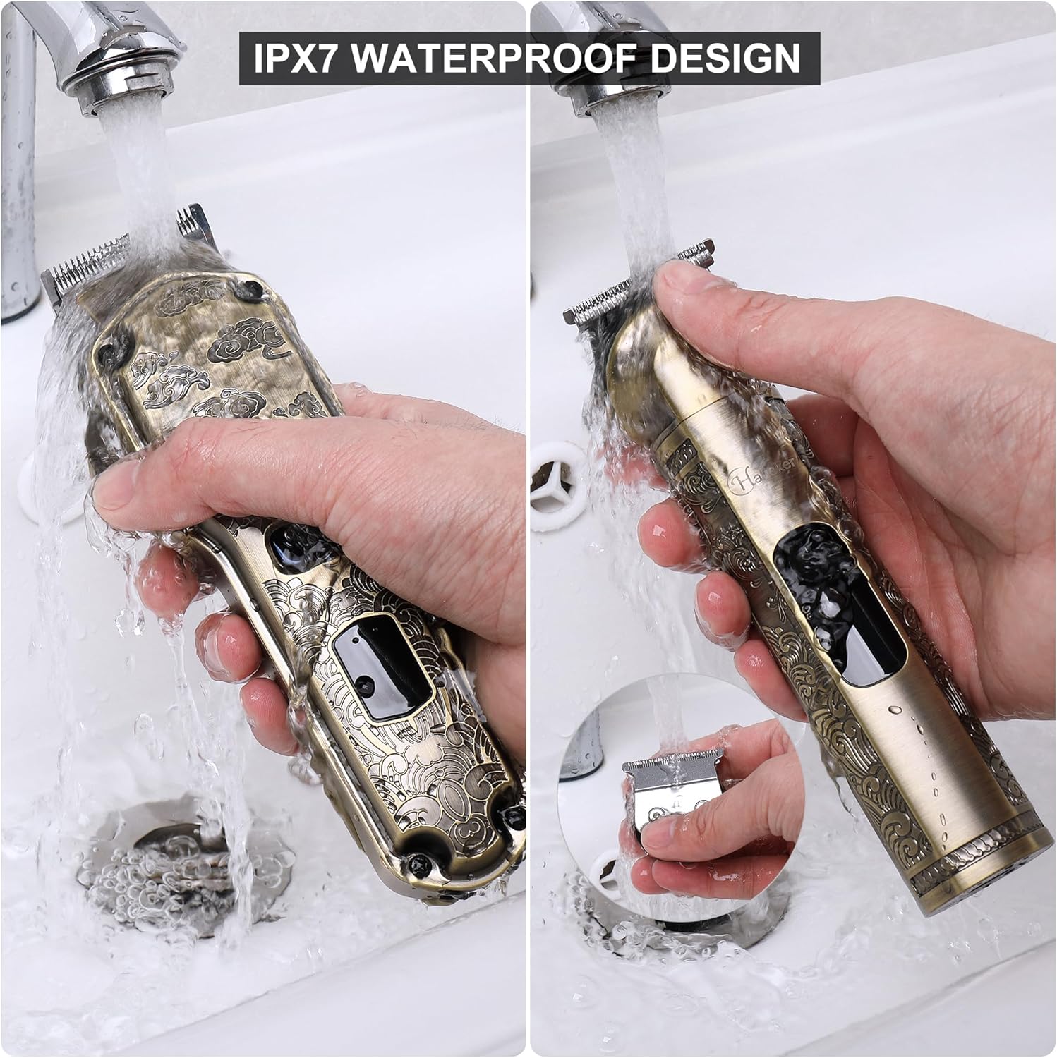 Hatteker - Set tondeuse pro, sans fil, lavable, multi-usages