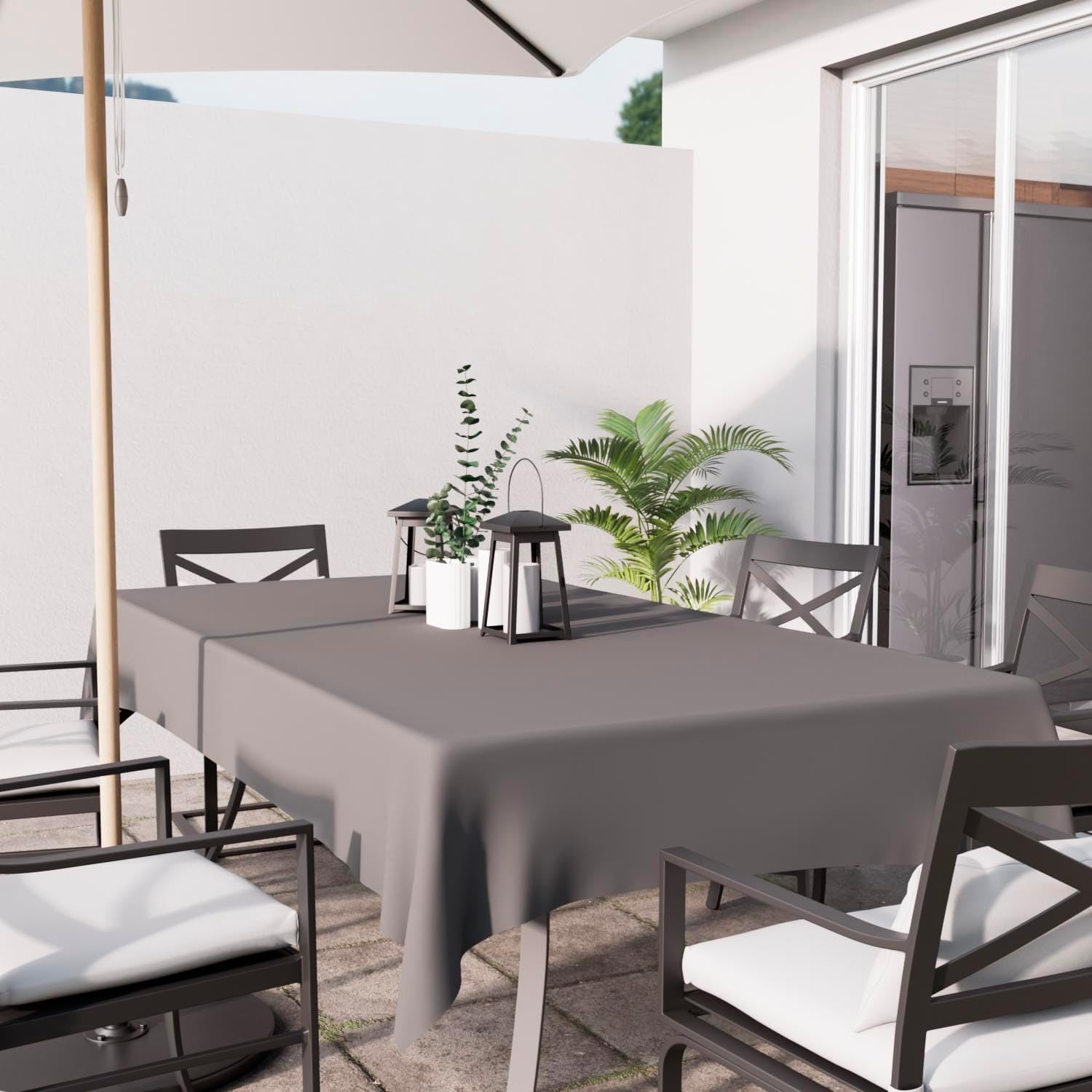 Soleil d'Ocre - Alix nappe rectangle, 140x200 cm, polyester gris