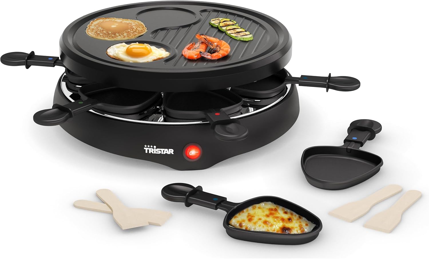 Tristar - Raclette RA-2998 - Ø29cm - 6 poêlons, crêpe, grill, 800W