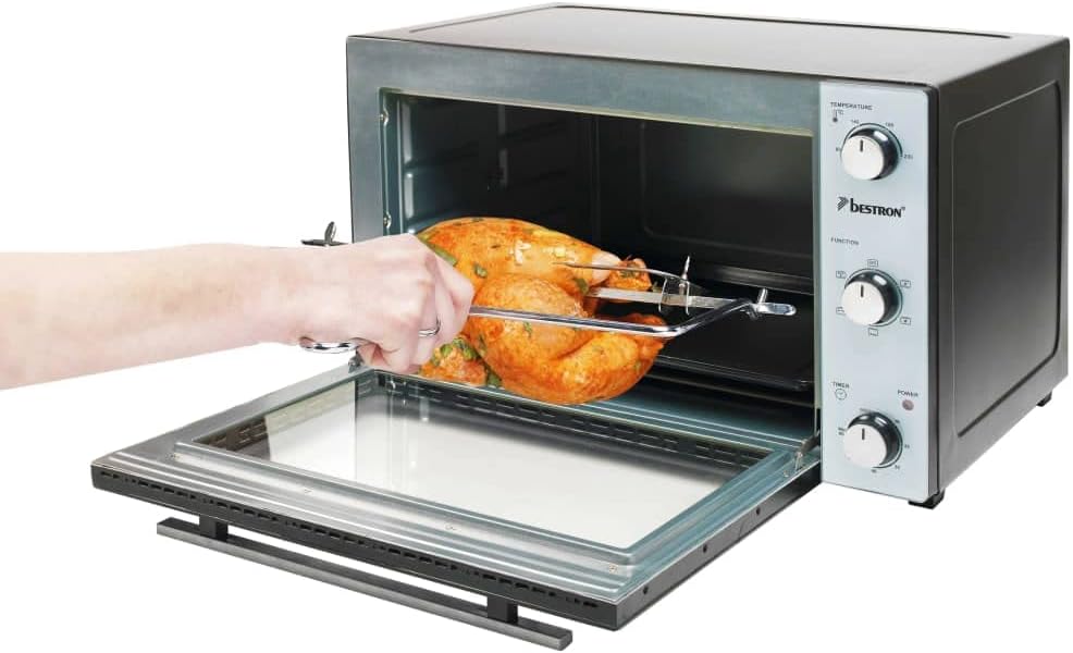 Bestron - mini-four 2 en 1, 31L, rôtissoire, 2000W, inox noir