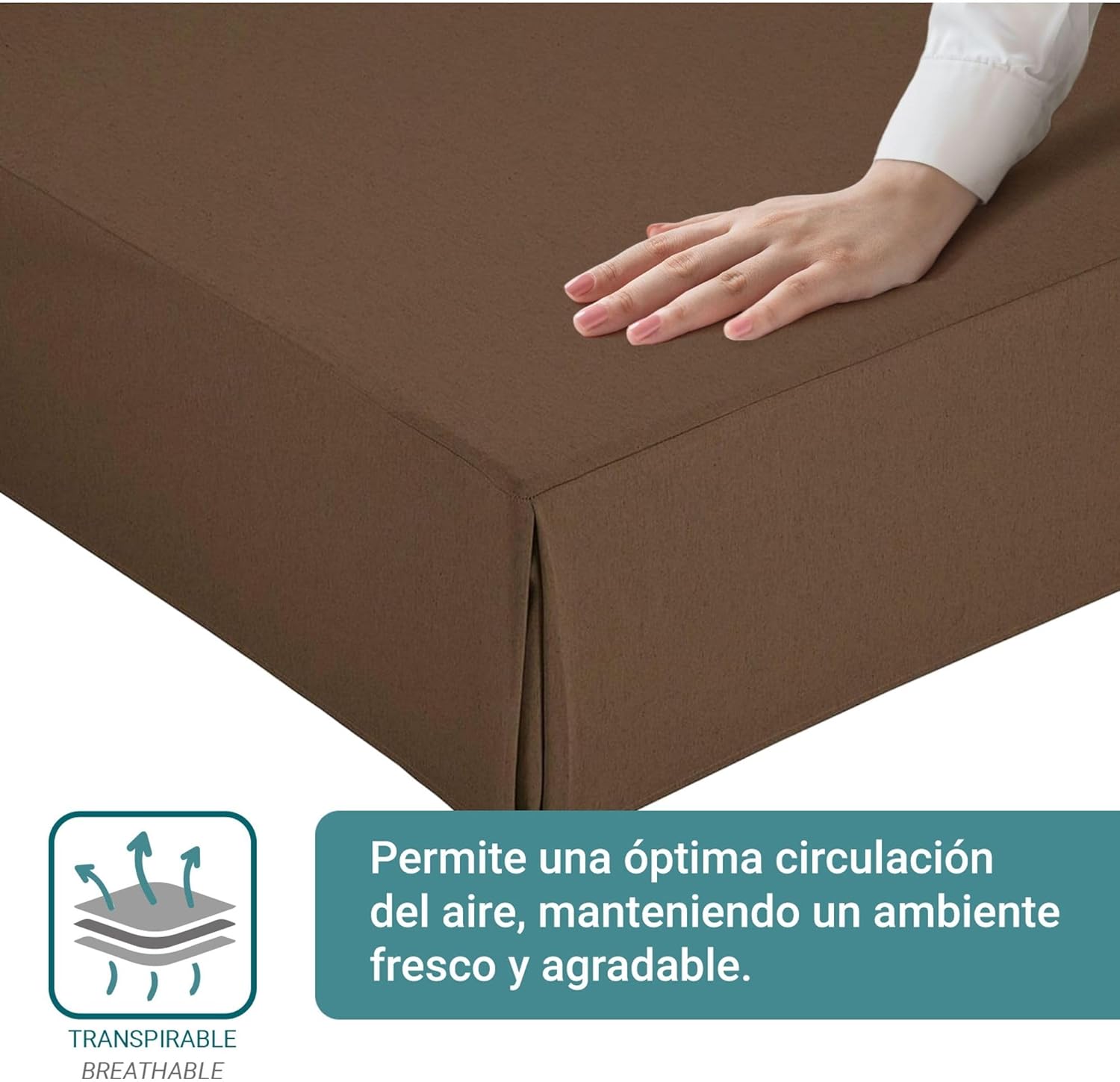 Drap-housse canapé - marron - 105x190/200 cm - antidérapant, respirant, fabrication Espagne