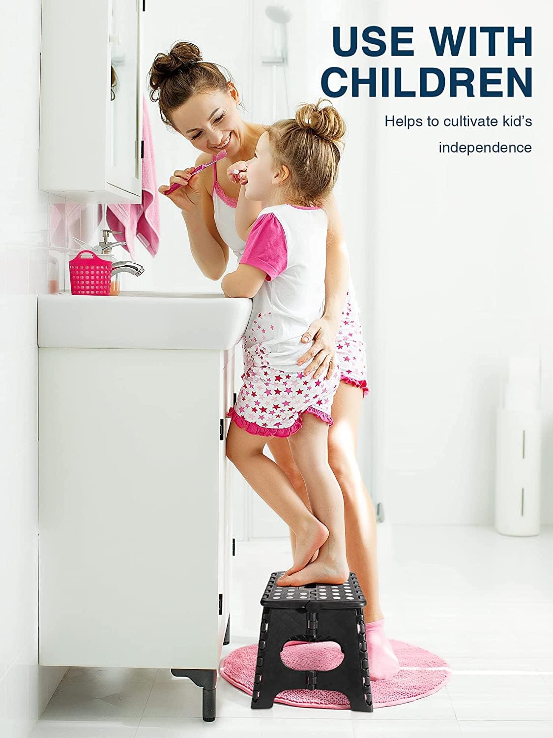 HOUSE DAY - Tabouret pliant 27 cm - 150kg, compact, léger, noir