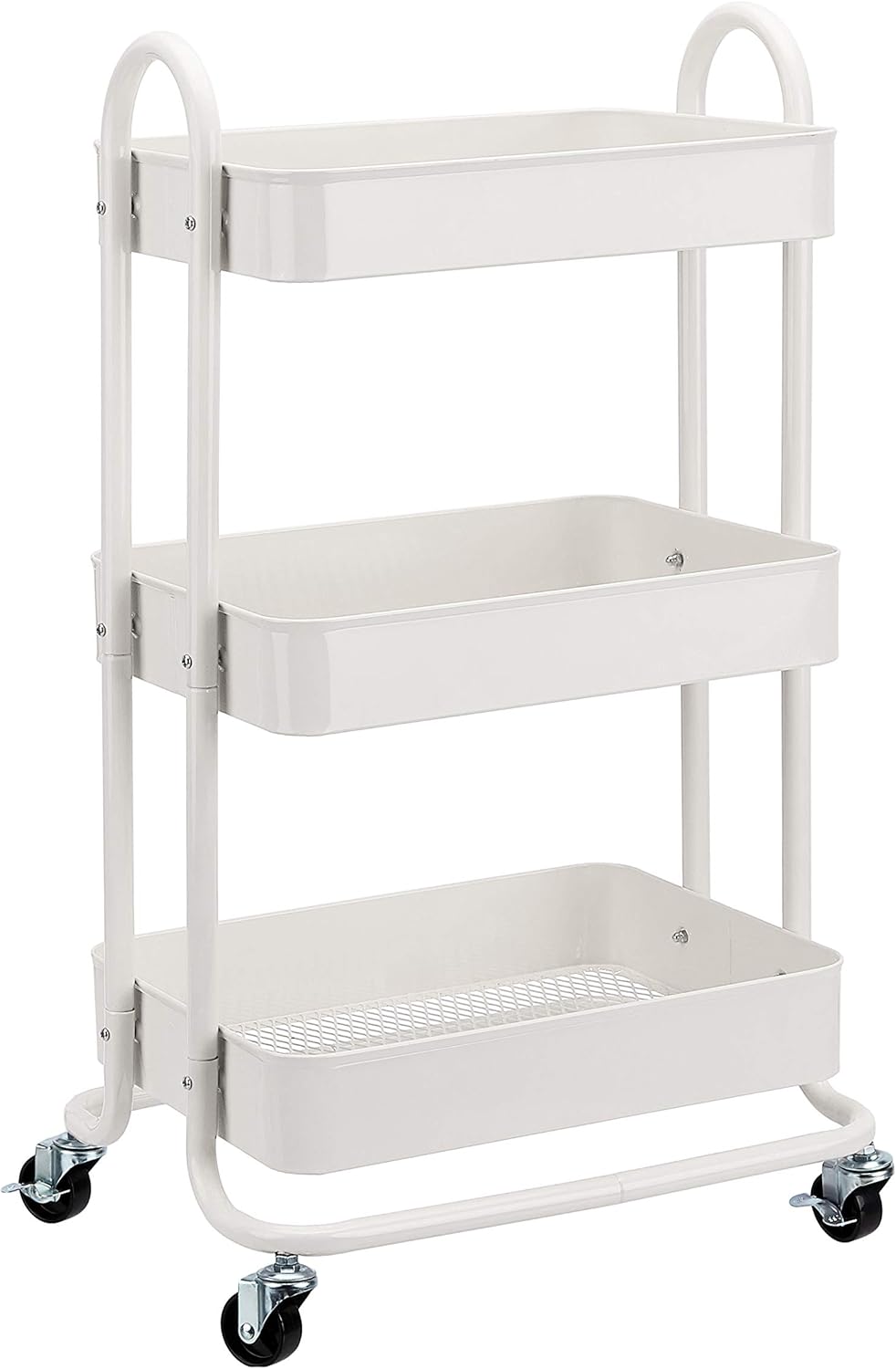 m-dealz Basics - Chariot rangement 3 niveaux à roulettes - blanc - idéal cuisine/buanderie