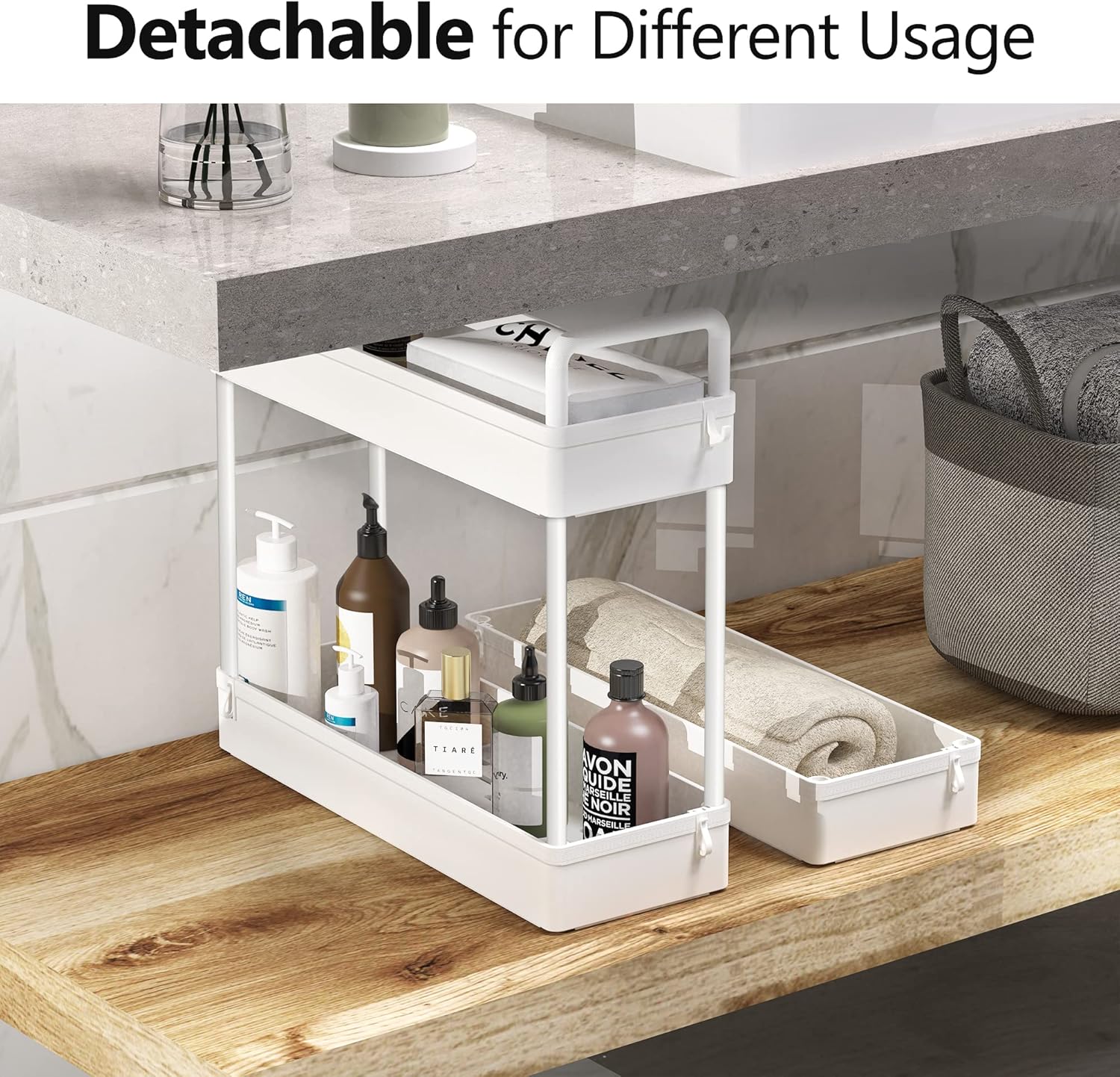 SOLEJAZZ - chariot 3 étagères plastique blanc - mobile cuisine salle bain