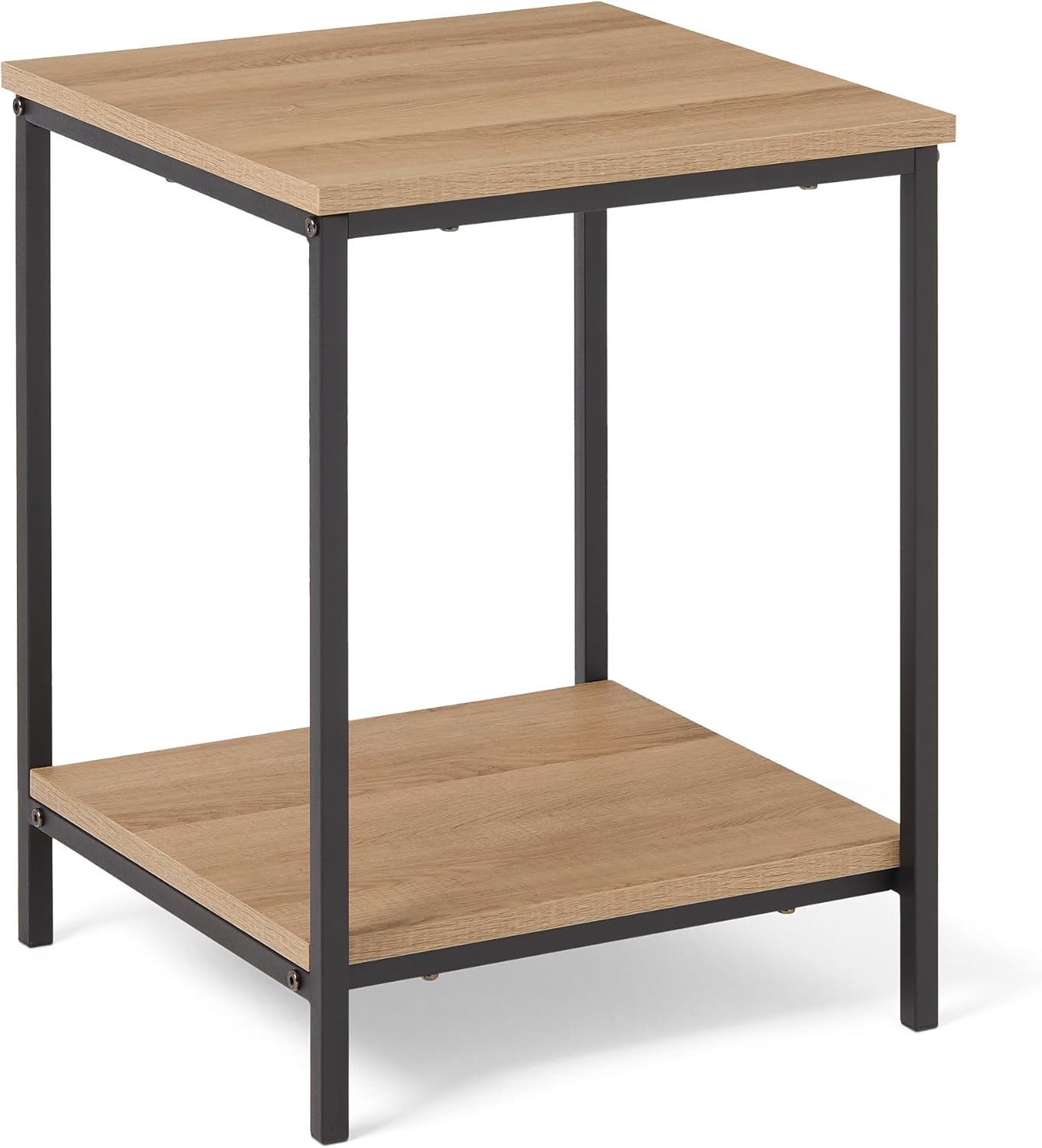 m-dealz Basics - Table d’appoint carrée 40x40x51cm - chêne, étagère inférieure, cadre acier