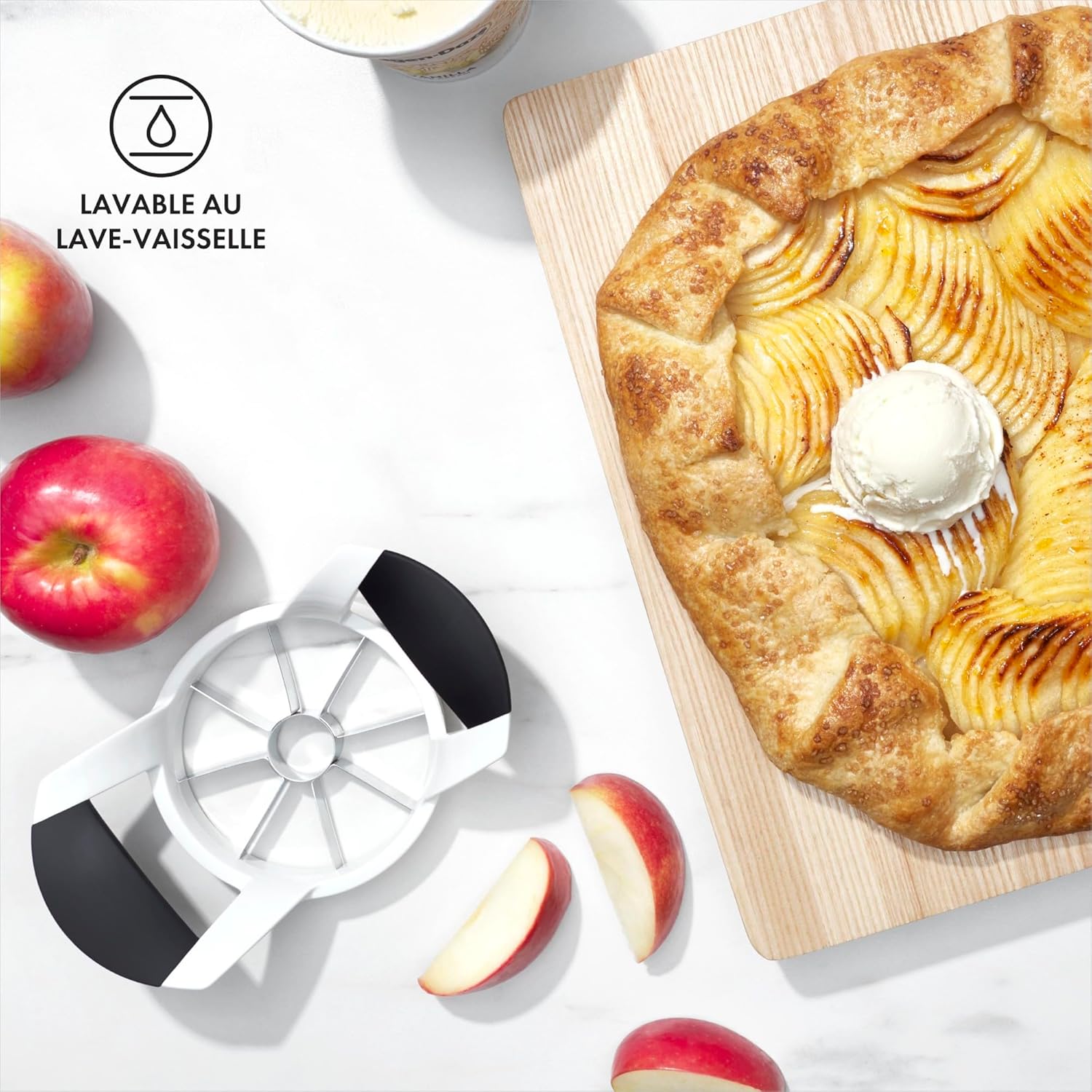 OXO - Good Grips coupe-fruits - inox, noir et blanc, trancheuse efficace