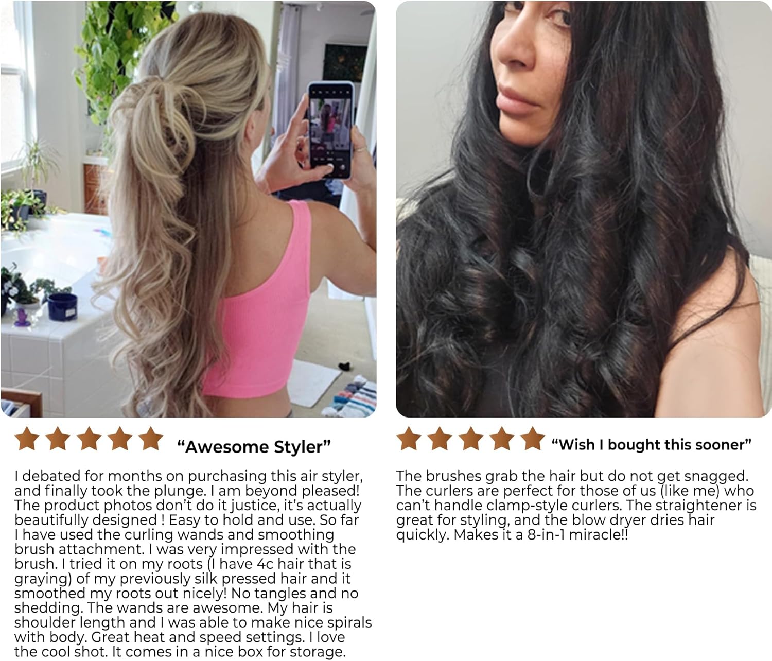 UKLISS - Sèche-cheveux 7 en 1 - design compact - brushing, boucle, lisse