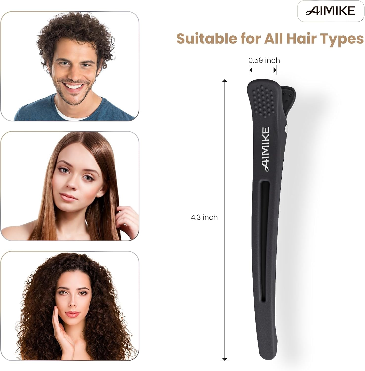 AIMIKE - pinces à cheveux pro, lot de 6, antidérapantes, ton terreux