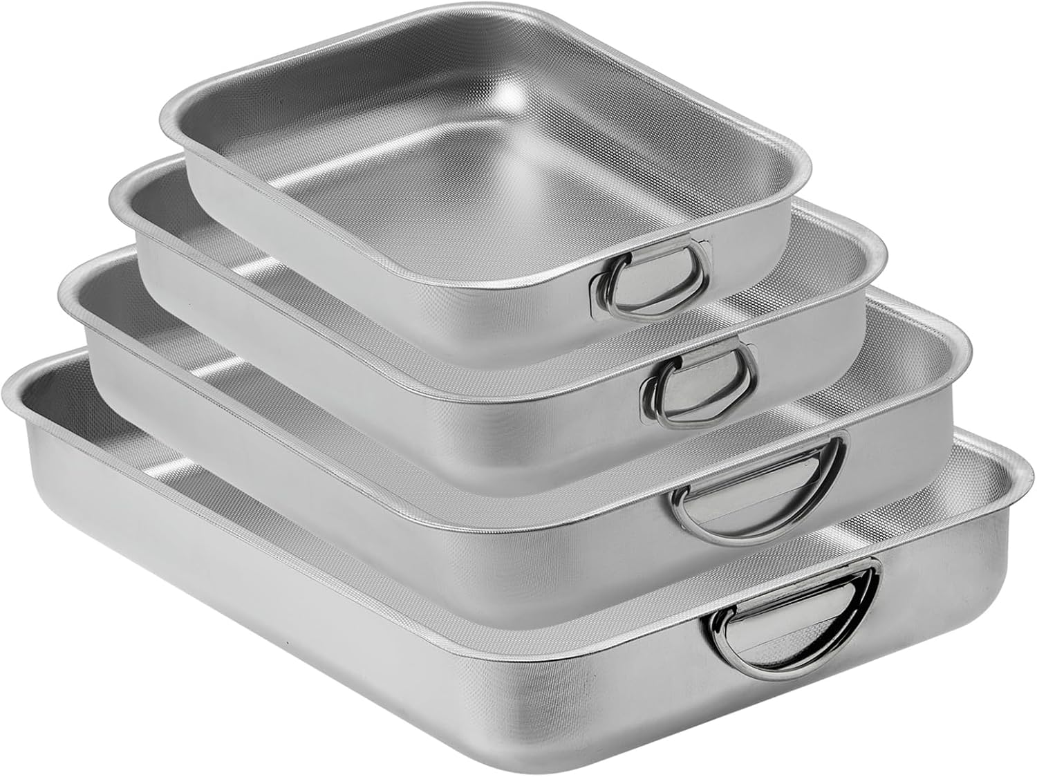 ROSSETTO - Plat à four inox set 4 pièces, poignées, texture nid d'abeille, rectangulaire