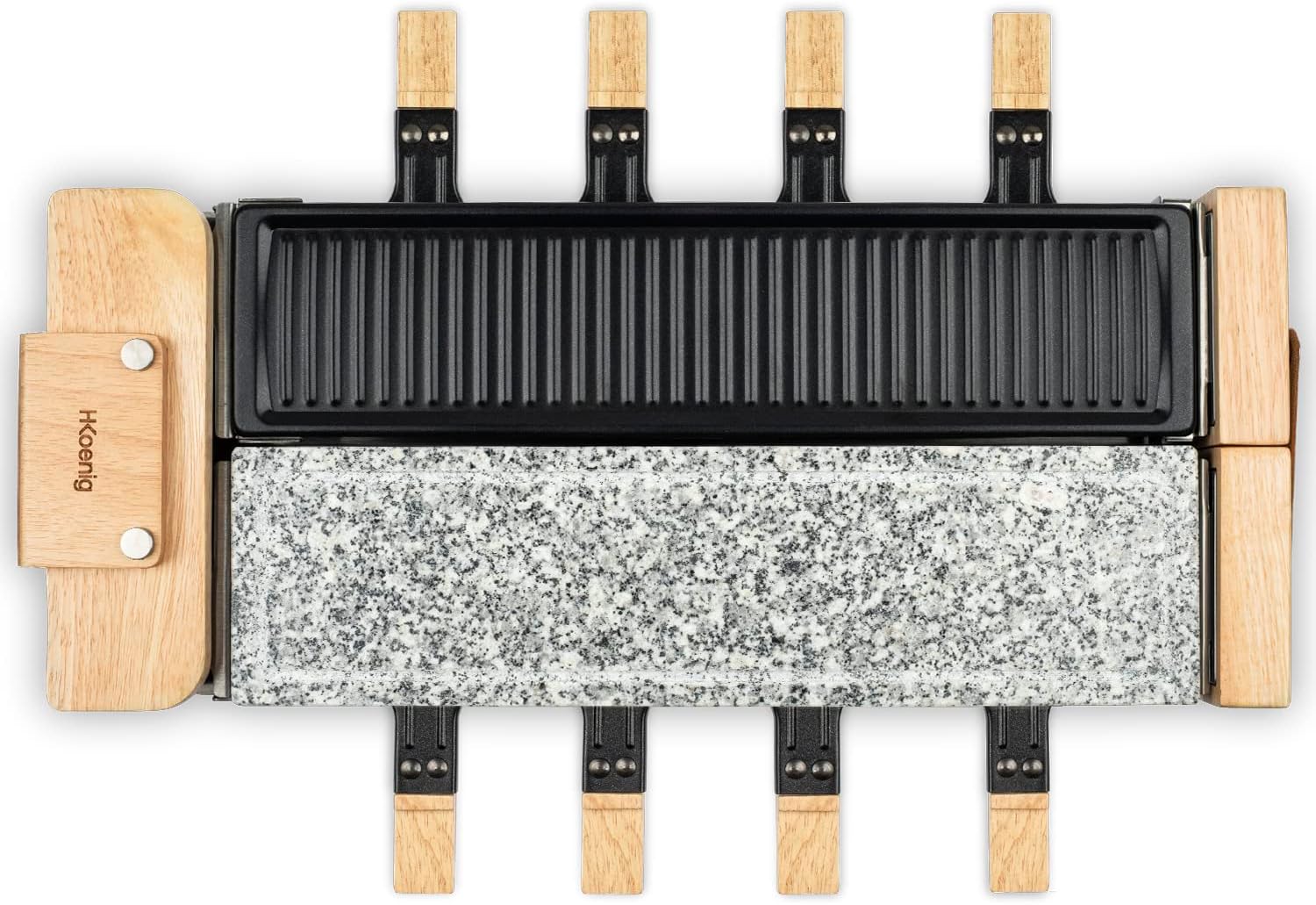 H.Koenig - raclette/fondue 8 pers - granit/bois - socle 180°, WOD360