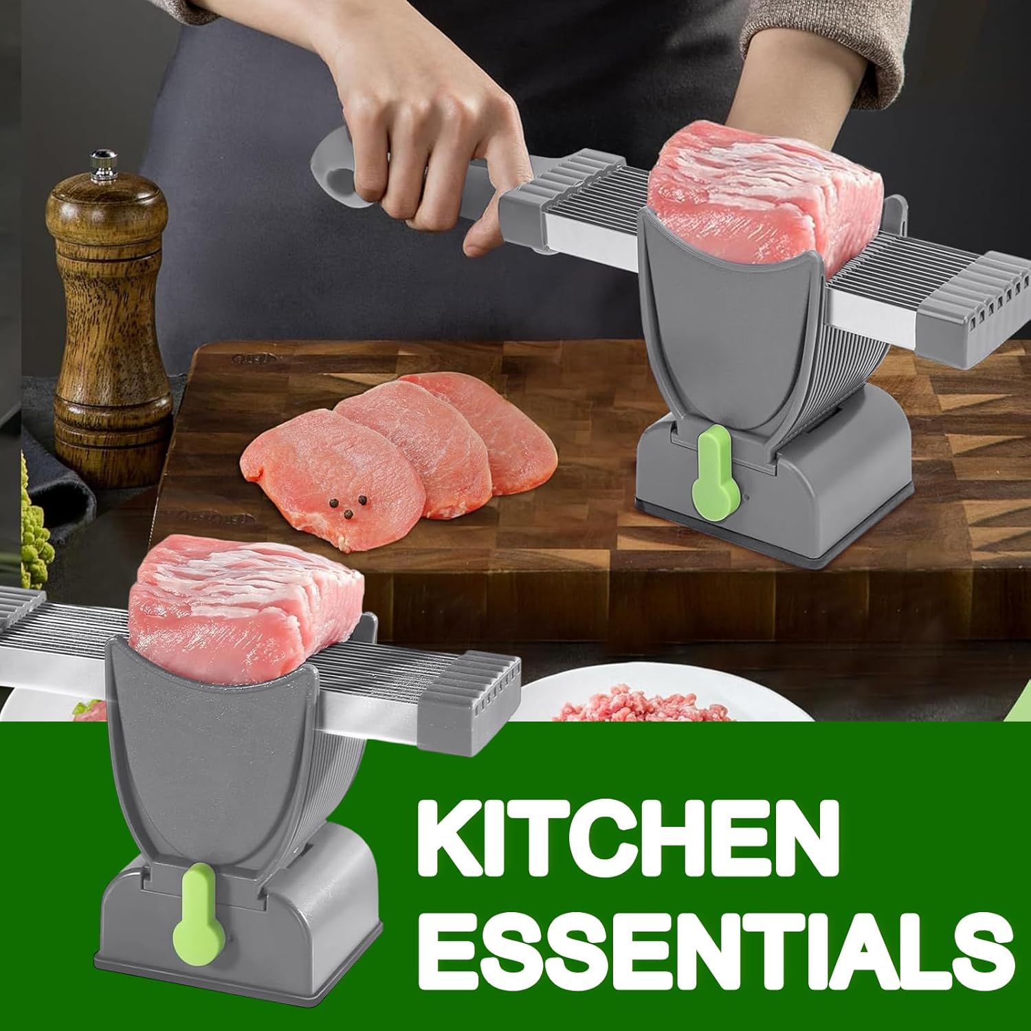 Trancheuse manuelle - préparation viande et légumes - découpe précise, usage polyvalent