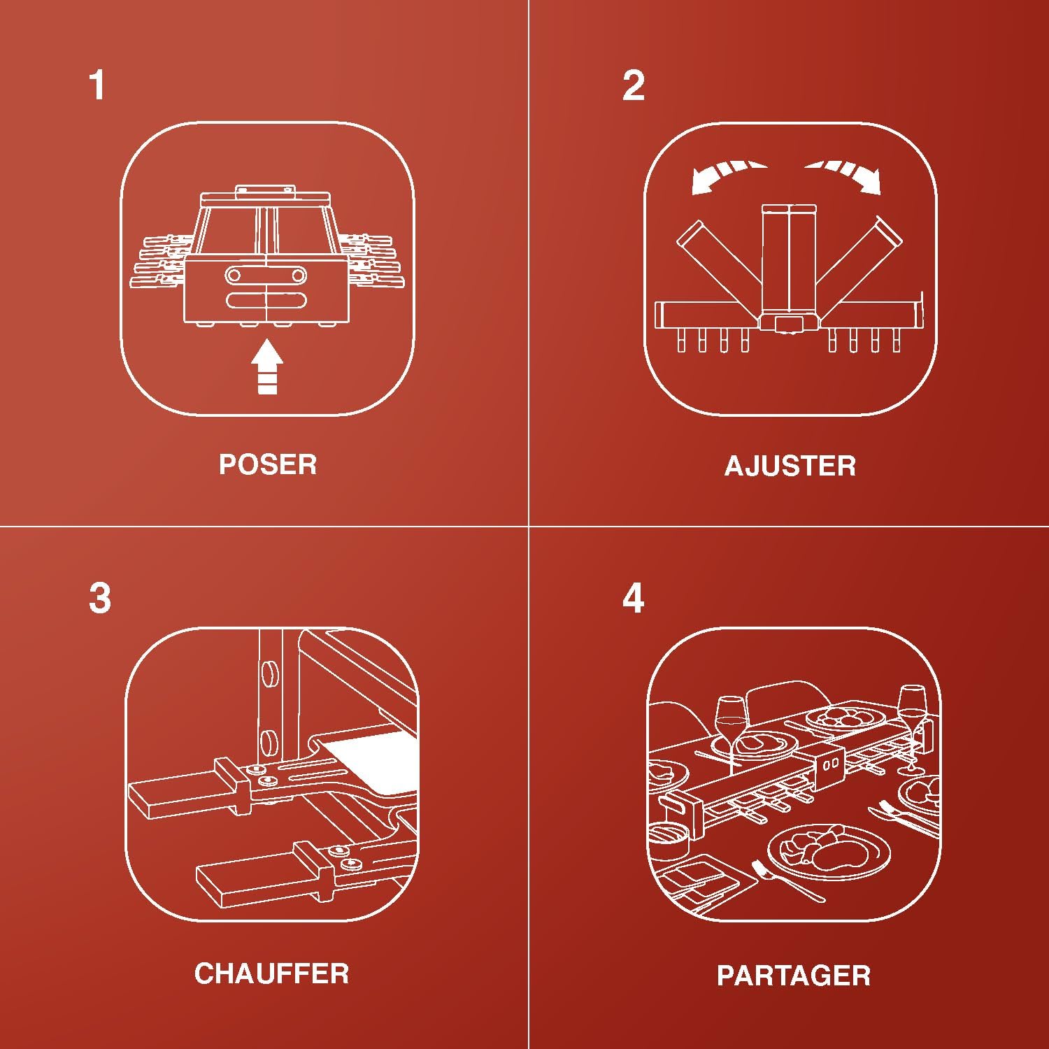 H.Koenig - WOD362 - appareil raclette 8 pers, pierre granit, pivotant