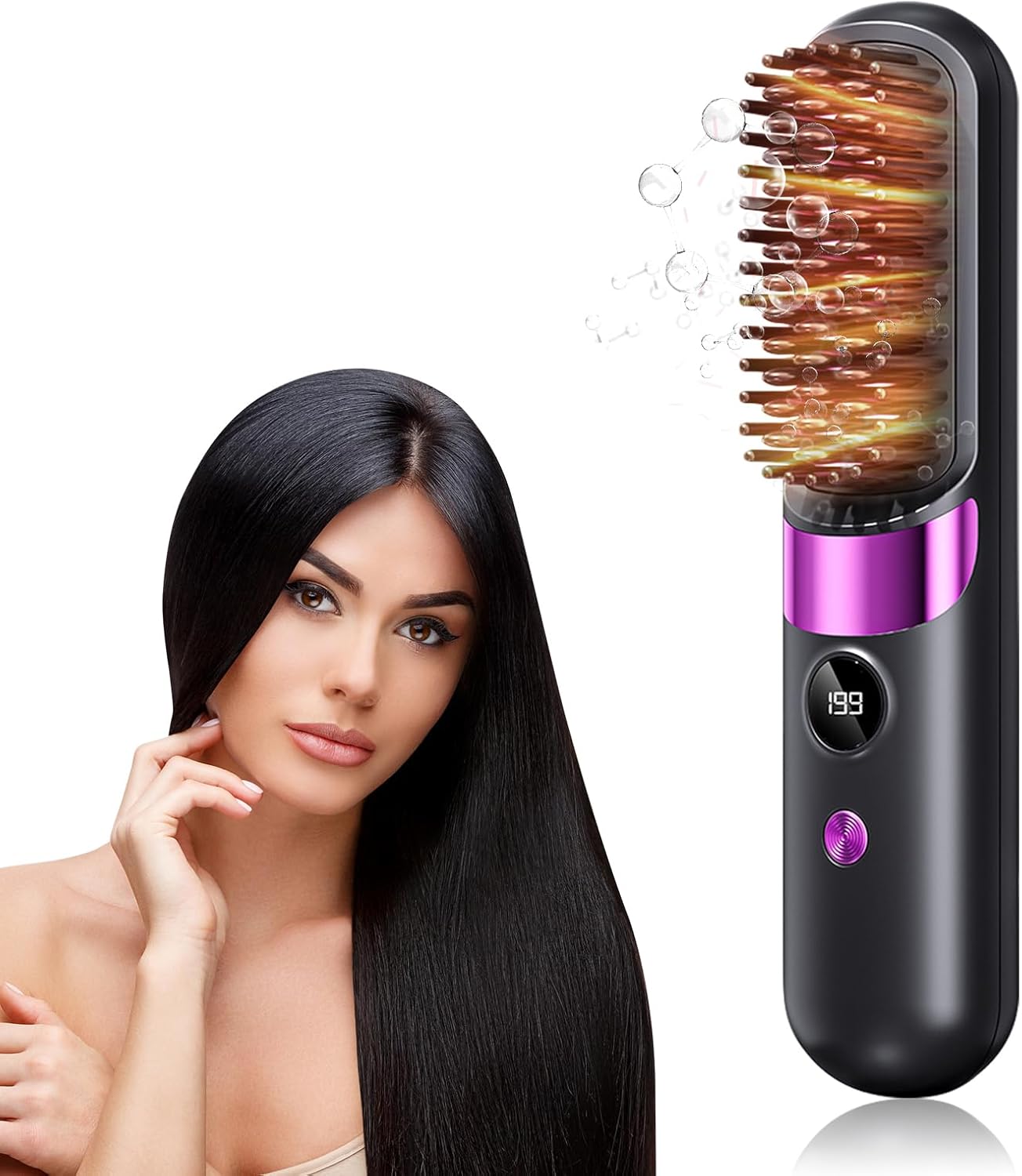 Brosse lissante sans fil - mini, céramique, 4 températures, portable