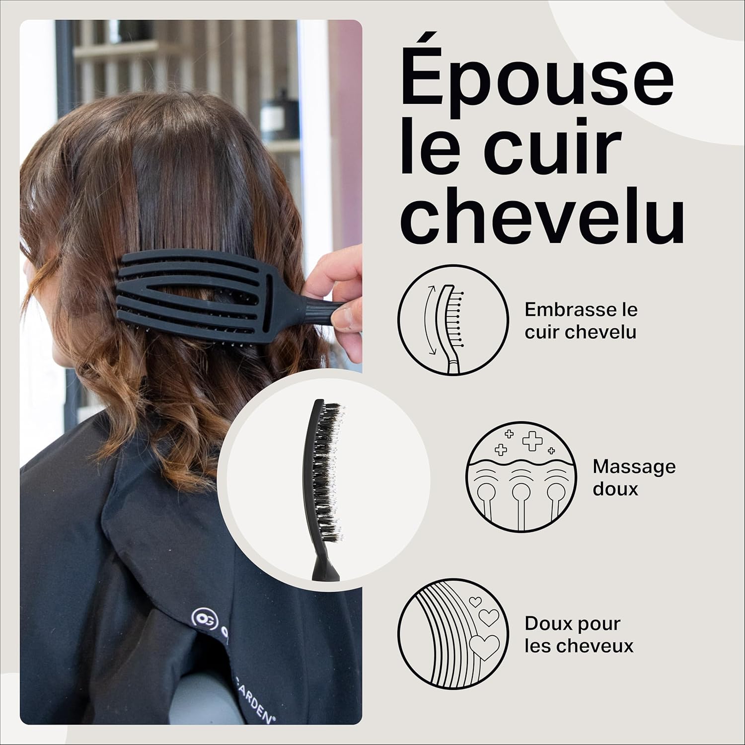 Olivia Garden - Fingerbrush Care Iconic - brosse démêlante sanglier & nylon - brillance et coiffage lisse