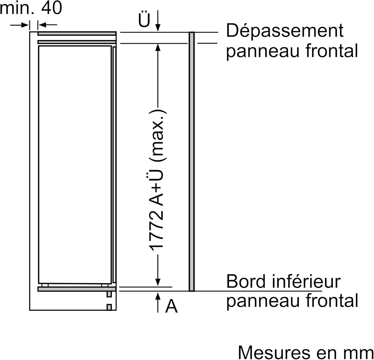 Bosch - réfrigérateur Série 4, 177x54 cm, 310L, encastrable, KIR81VFE0