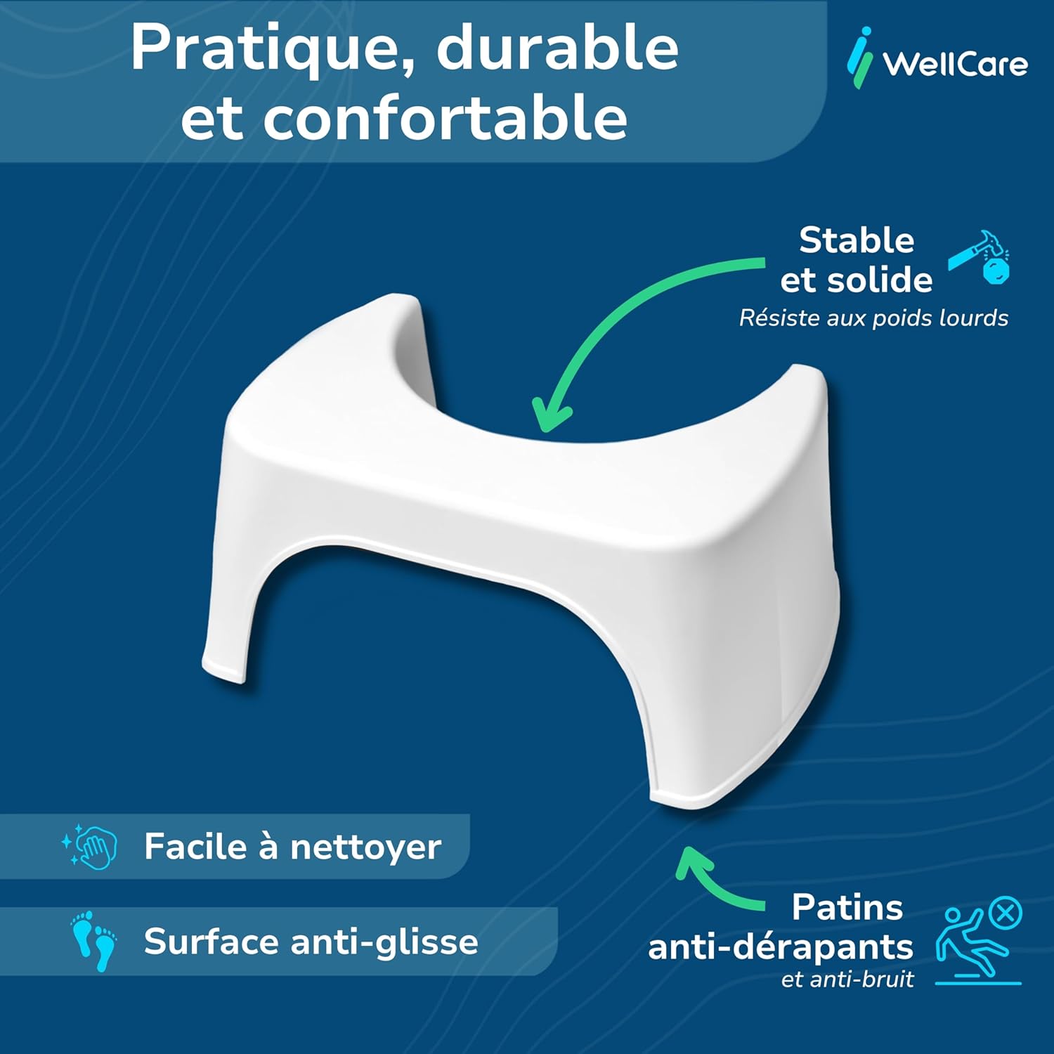 Well Care - Tabouret Physiologique Adulte - plastique recyclé, position squat, fabrication France