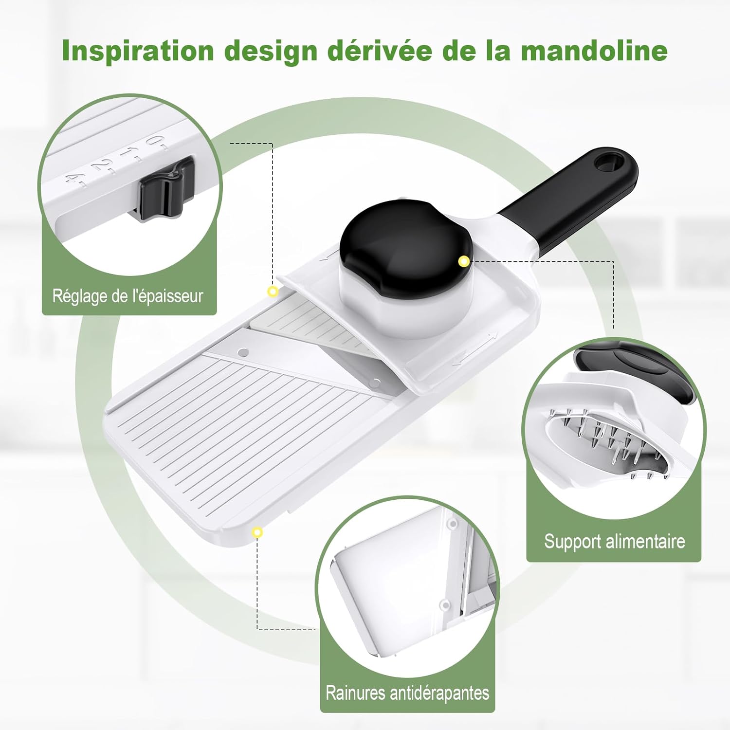 Ibergrif - mandoline M526 - réglable 1–4 mm, sécurité, nettoyage facile