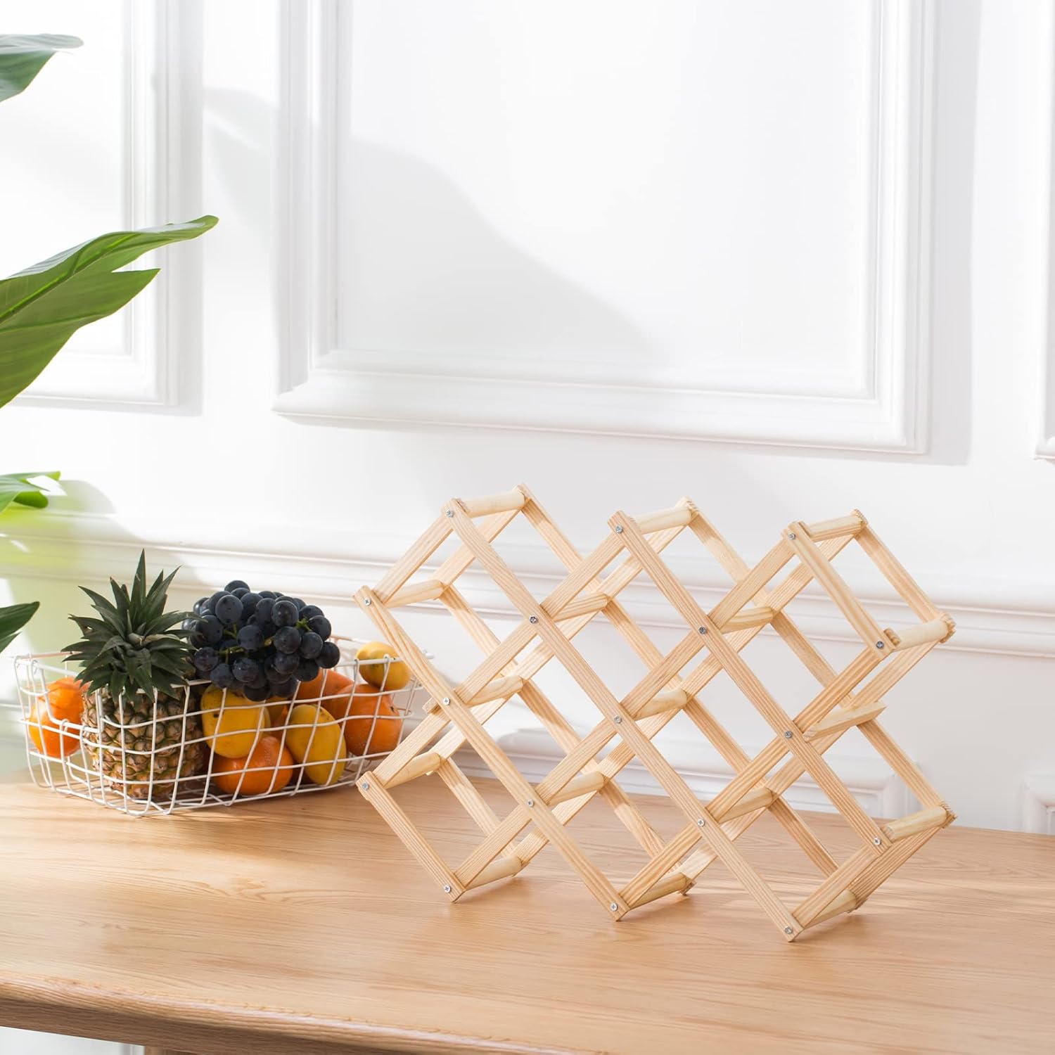 Newaner - Casier à vin Log - 45x12.5x31cm - Bois, 10 bouteilles, 3 niveaux