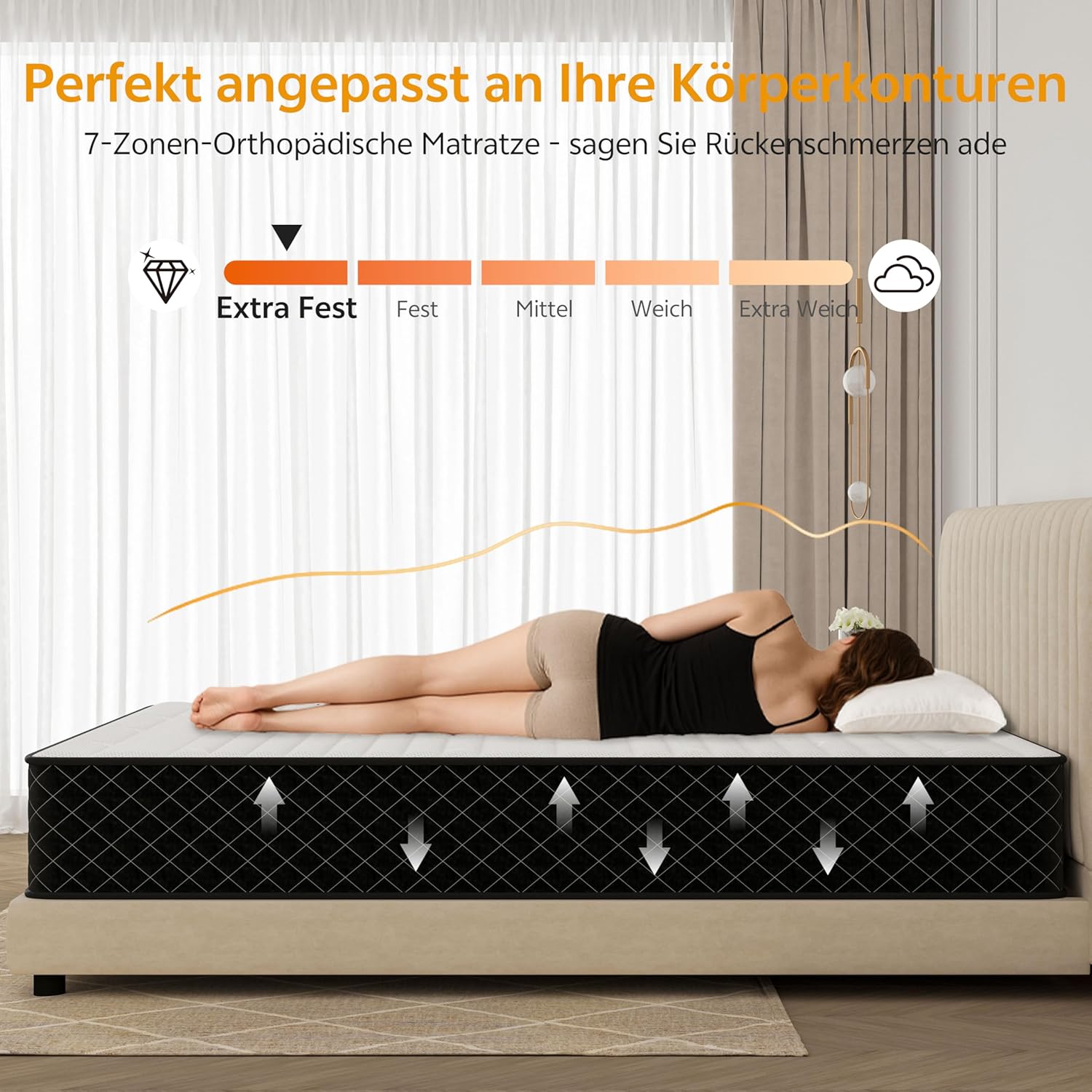 PurrJoys - hybride, 120x200 cm, 25cm, ressorts H3/H4, 7 zones, Oeko-TEX®