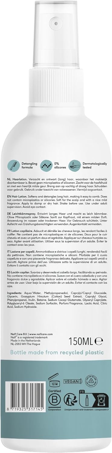 Naïf - Spray Démêlant Bébé & Enfant - 150ml - hydratant naturel, sans silicone, anti-frisottis