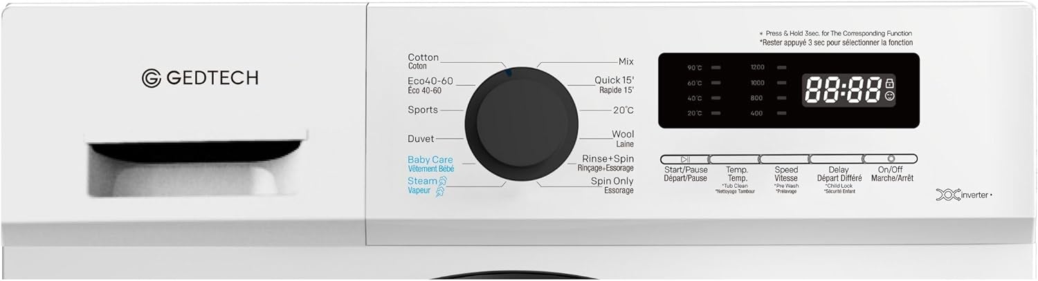 GEDTECH - lave-linge frontal 7kg 1200tr/min 16 programmes GLL71200WH