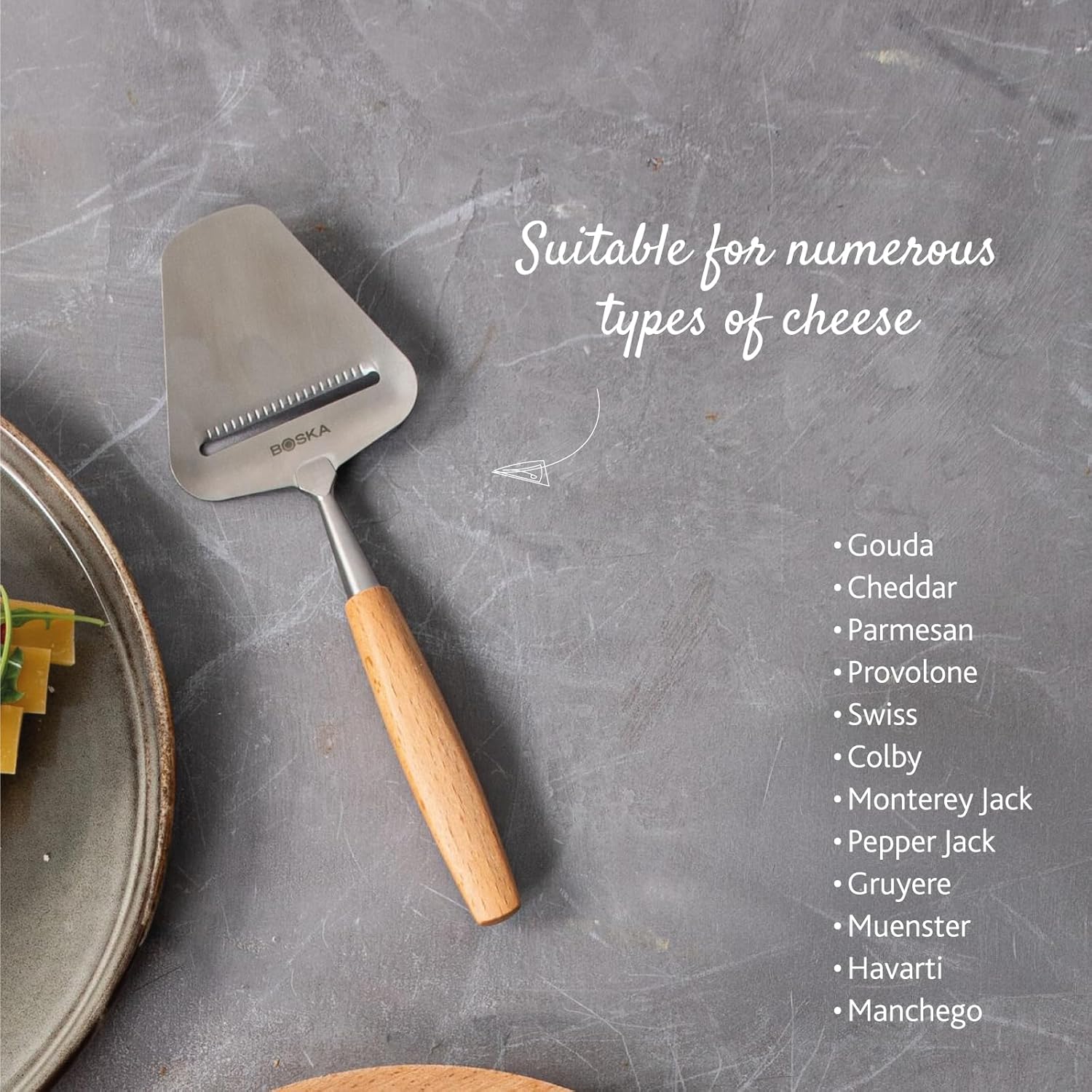 Boska - Amigo série - dimensions non précisées - acier inox, poignée bois, antiadhésif BSF