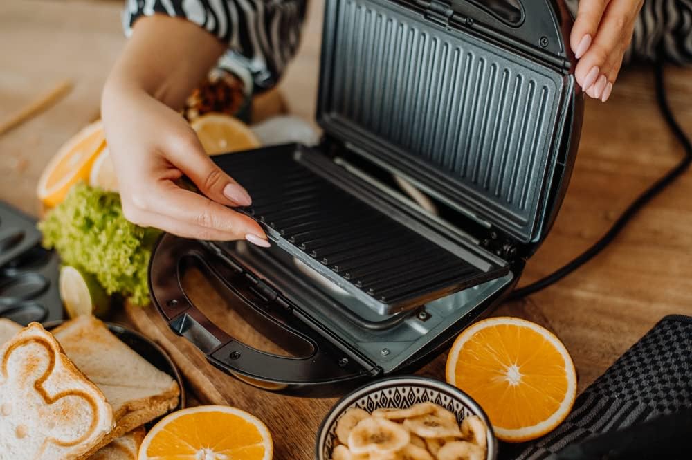 Lehmann - Sandwichmaker 5 en 1 - 800W - plaques interchangeables, multiservices