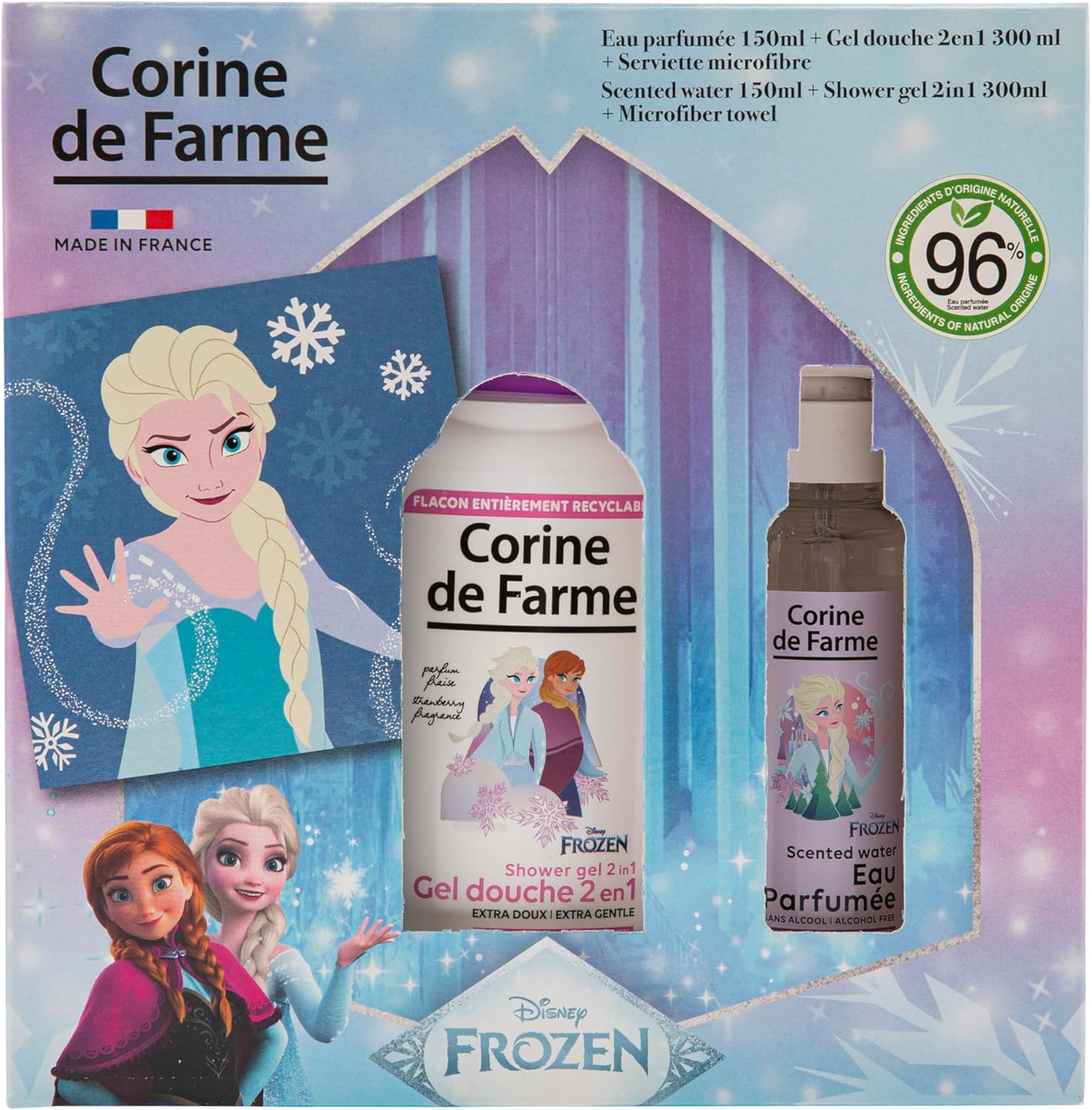 Corine de Farme - Coffret Frozen - 150ml+300ml - parfum fruité, 96% naturel, dès 3 ans