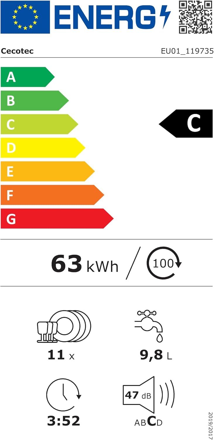 Cecotec - Bolero Aguazero 45 cm - 11 couverts, WiFi, 9 programmes