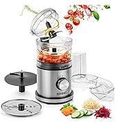 Duronic MFP400 Mini robot de cuisine 3 en 1 | Chopper 400 W | Hachoir électrique récipient de 5...