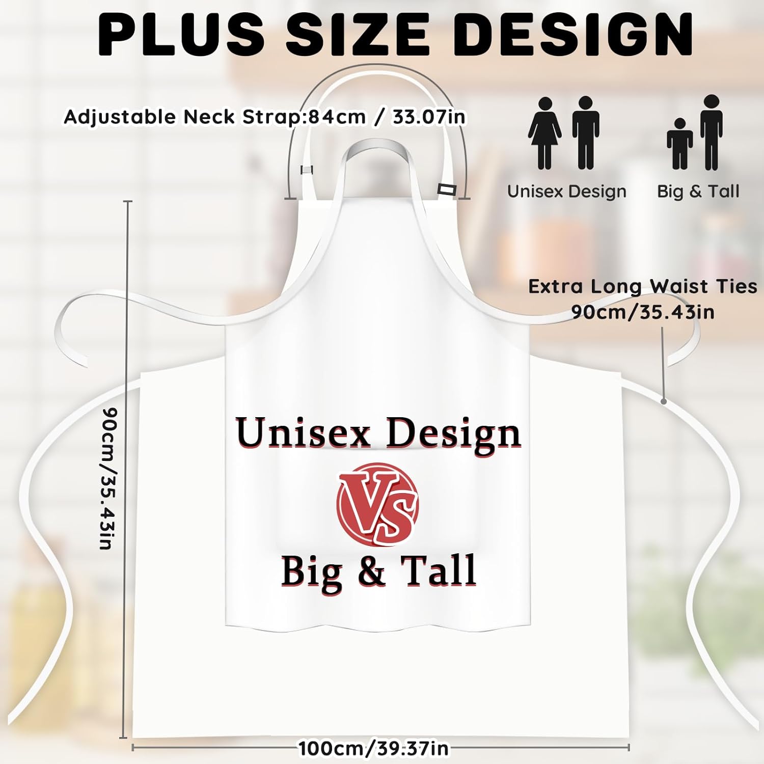 Tablier de chef - lot de 2 - grande taille - 2 poches, unisexe, usage professionnel