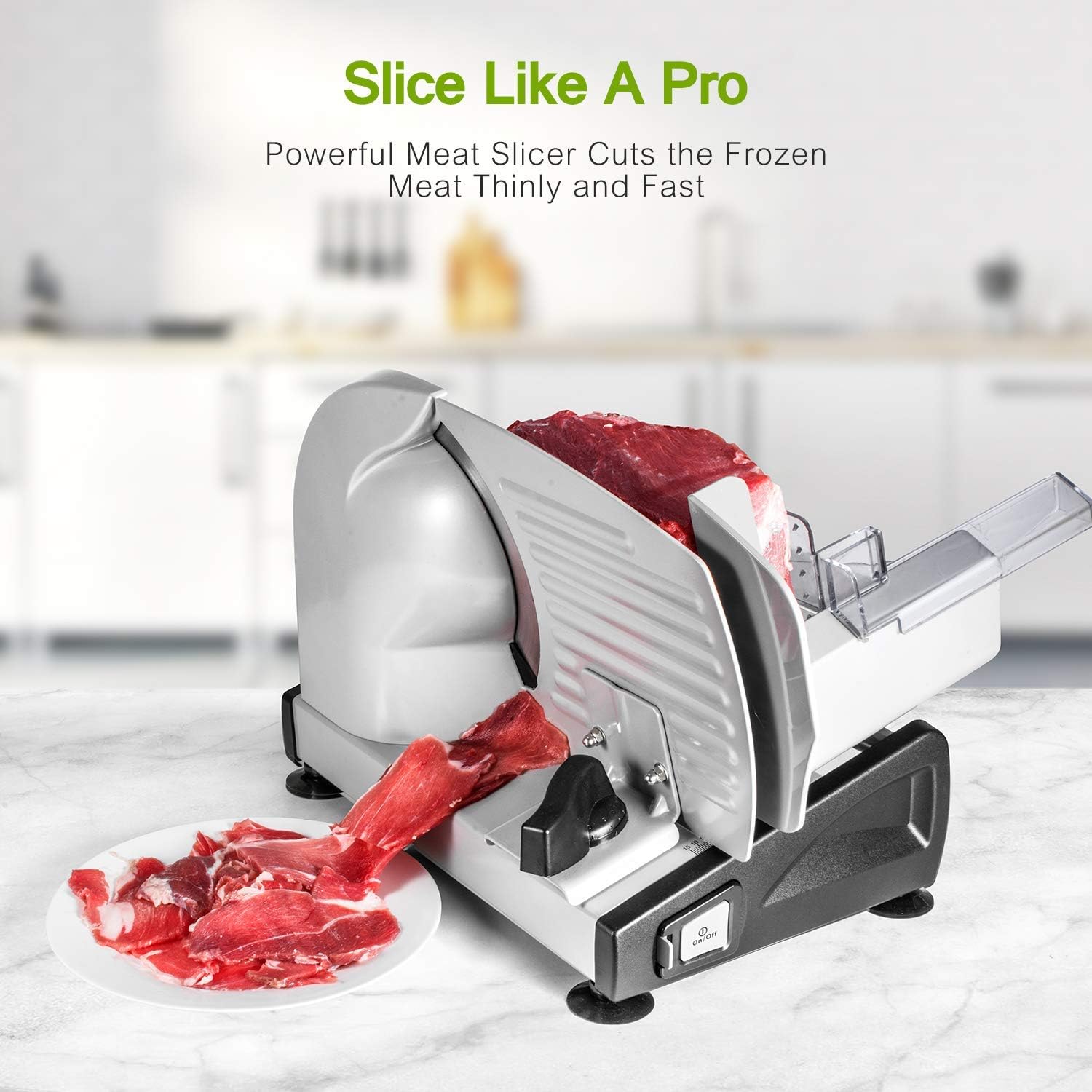 Trancheuse électrique - lame inox réglable 0-15mm - sécurité enfants - 150W